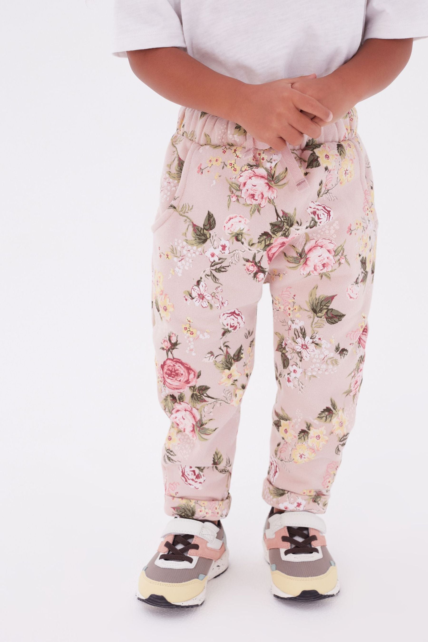 Pink Floral Elasticated Joggers (3mths-7yrs)