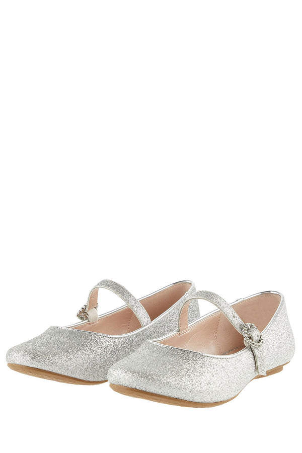 Silver Monsoon Silver Glitter Ballerina Flats