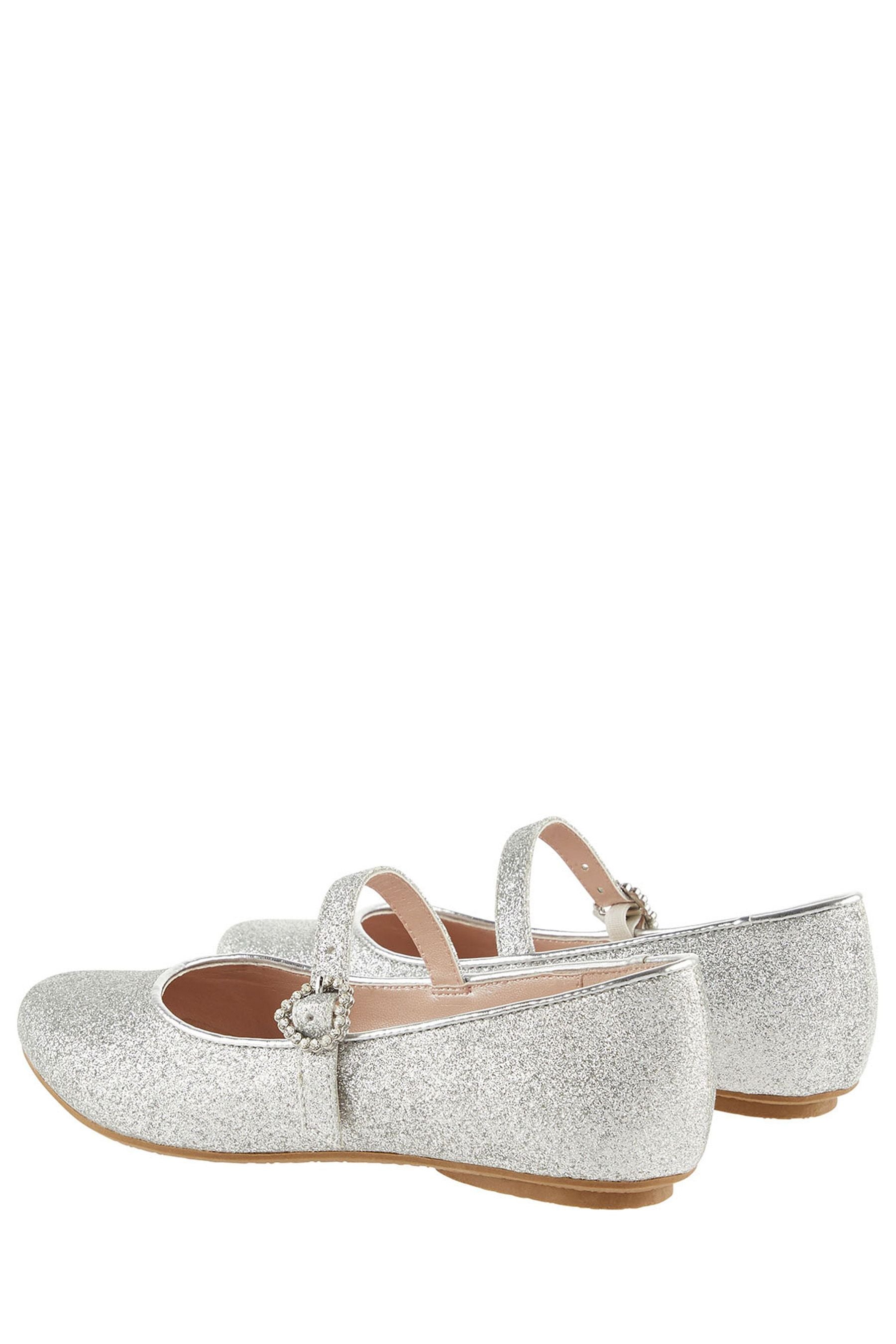 Silver Monsoon Silver Glitter Ballerina Flats