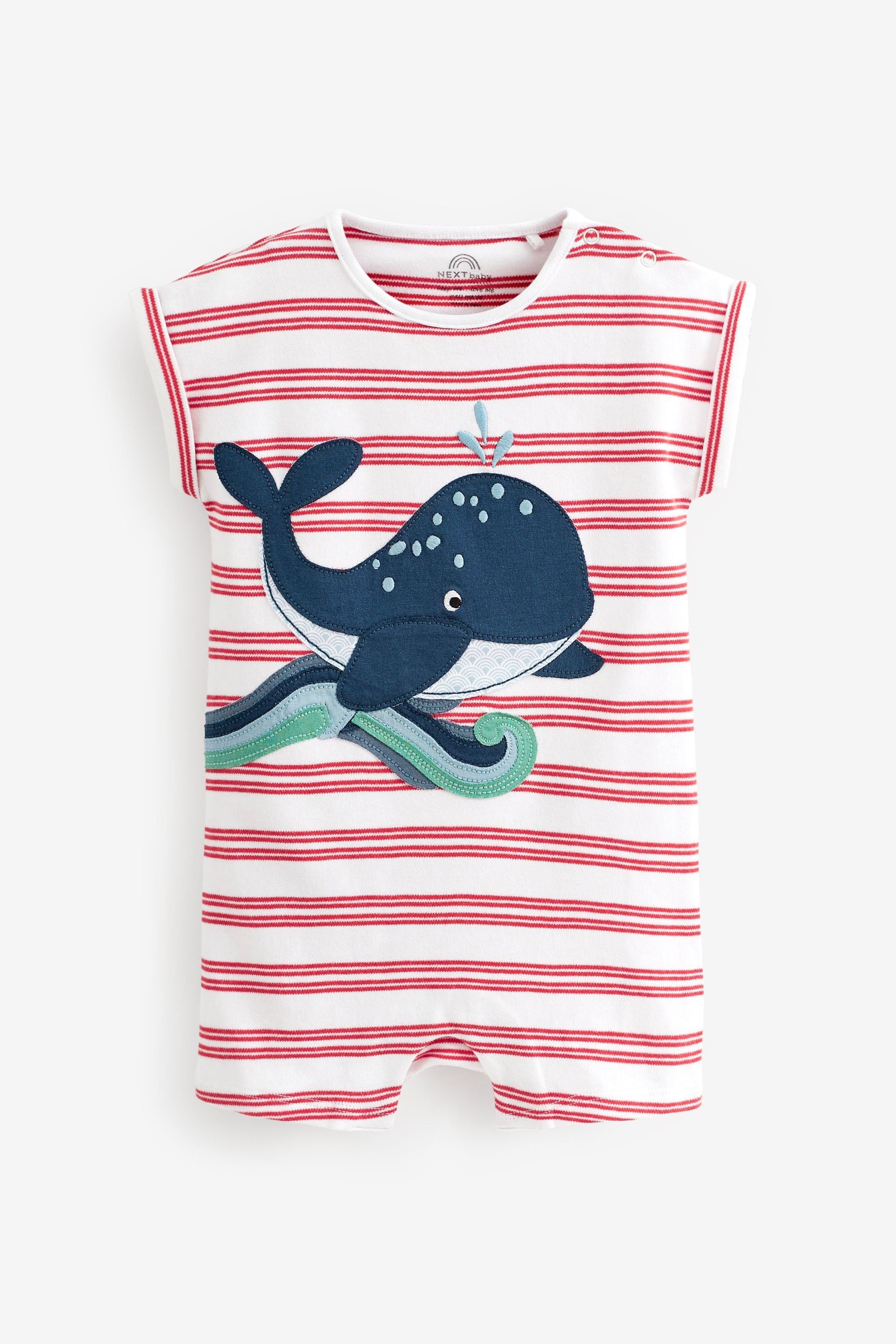 Red/Blue Whale Baby Jersey Rompers 5 Pack