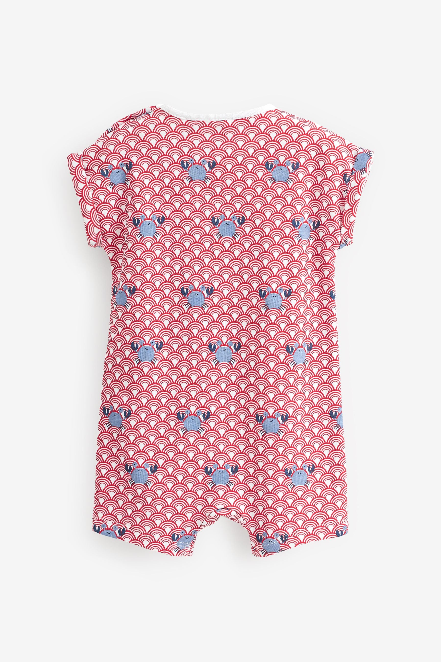 Red/Blue Whale Baby Jersey Rompers 5 Pack