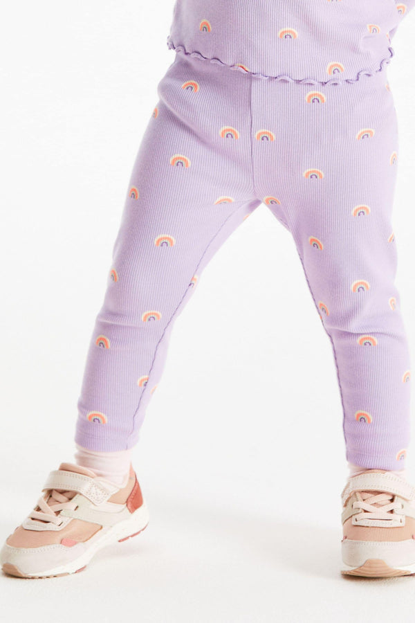 Lilac Purple Rainbow Rib Jersey Leggings (3mths-7yrs)