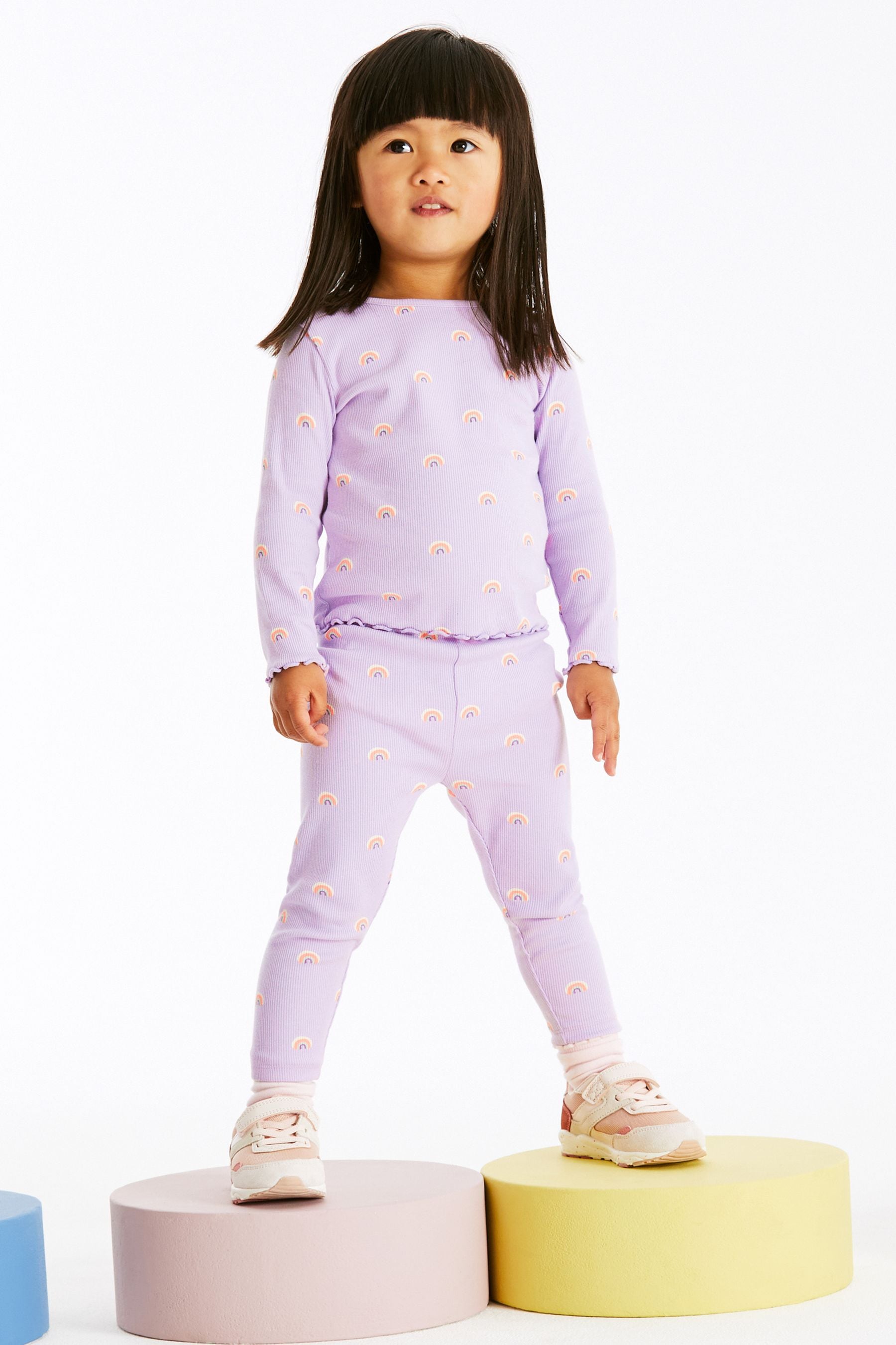 Lilac Purple Rainbow Rib Jersey Leggings (3mths-7yrs)