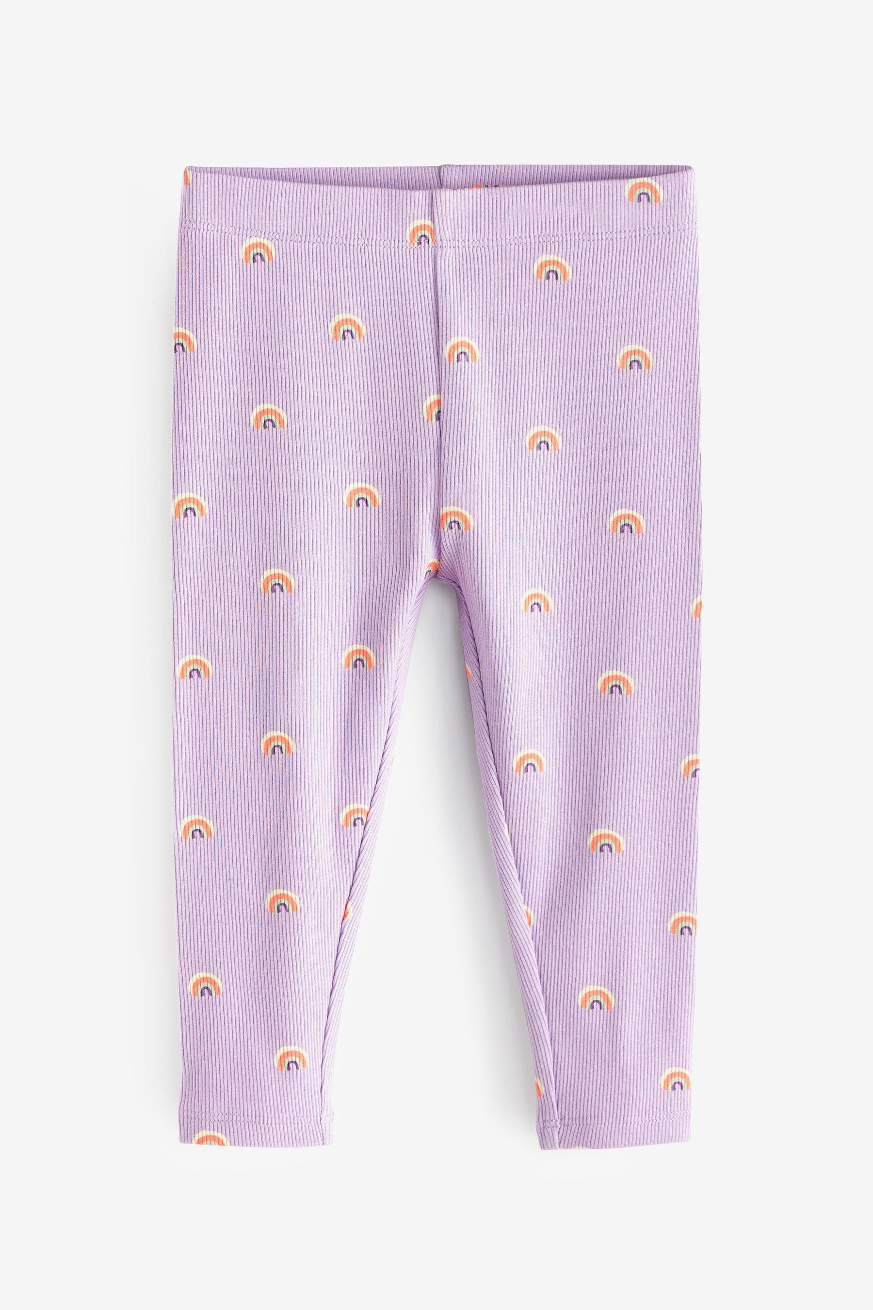 Lilac Purple Rainbow Rib Jersey Leggings (3mths-7yrs)