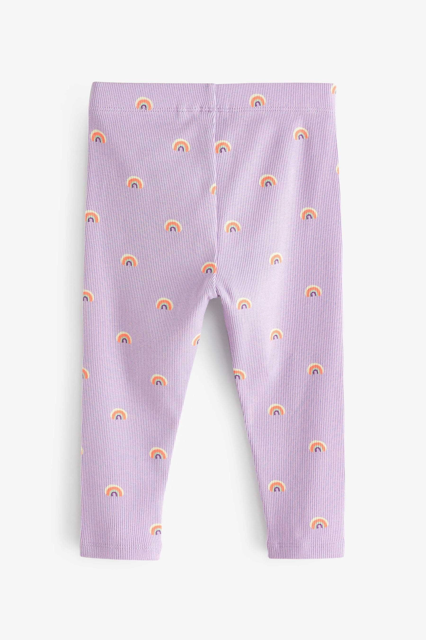 Lilac Purple Rainbow Rib Jersey Leggings (3mths-7yrs)