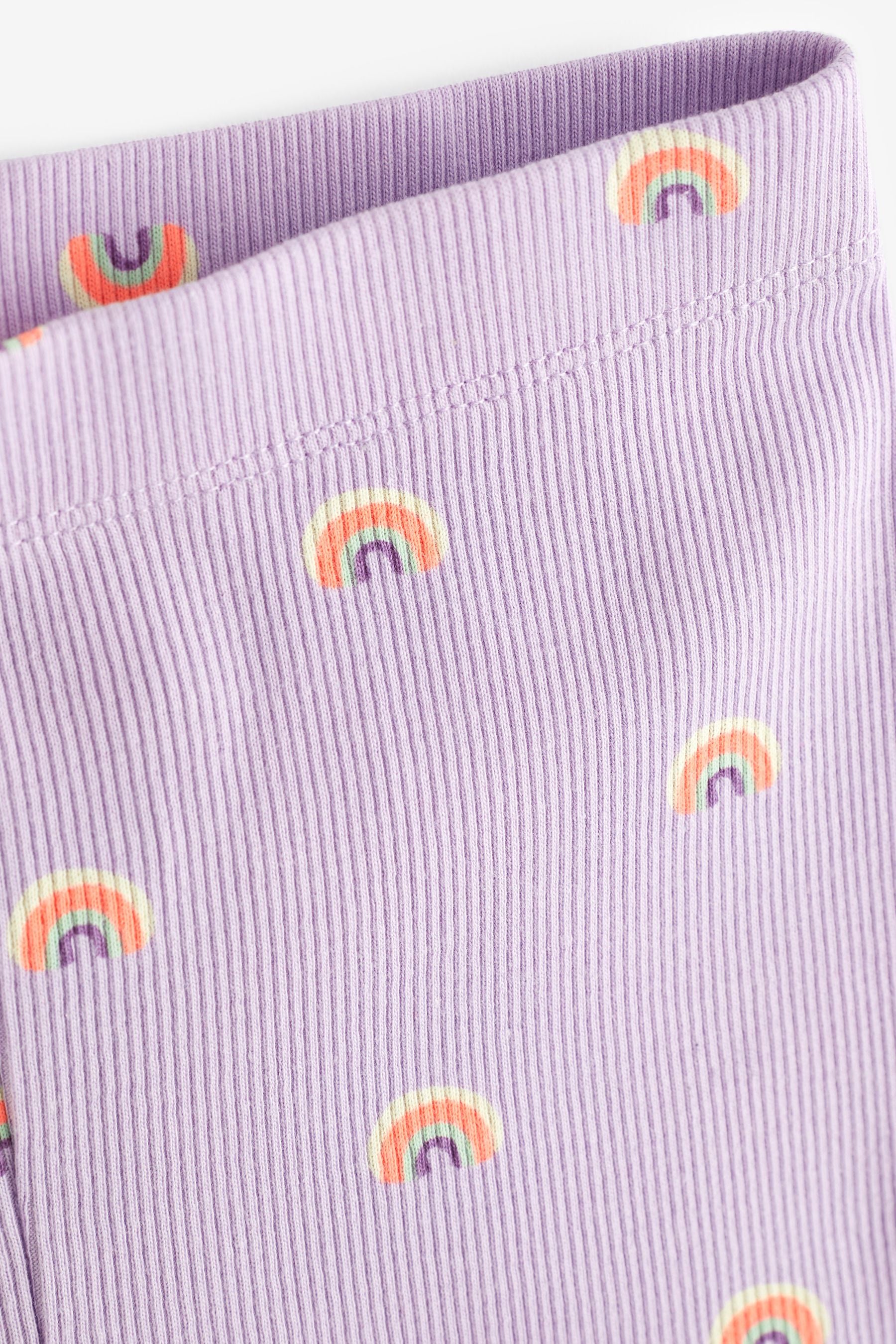 Lilac Purple Rainbow Rib Jersey Leggings (3mths-7yrs)