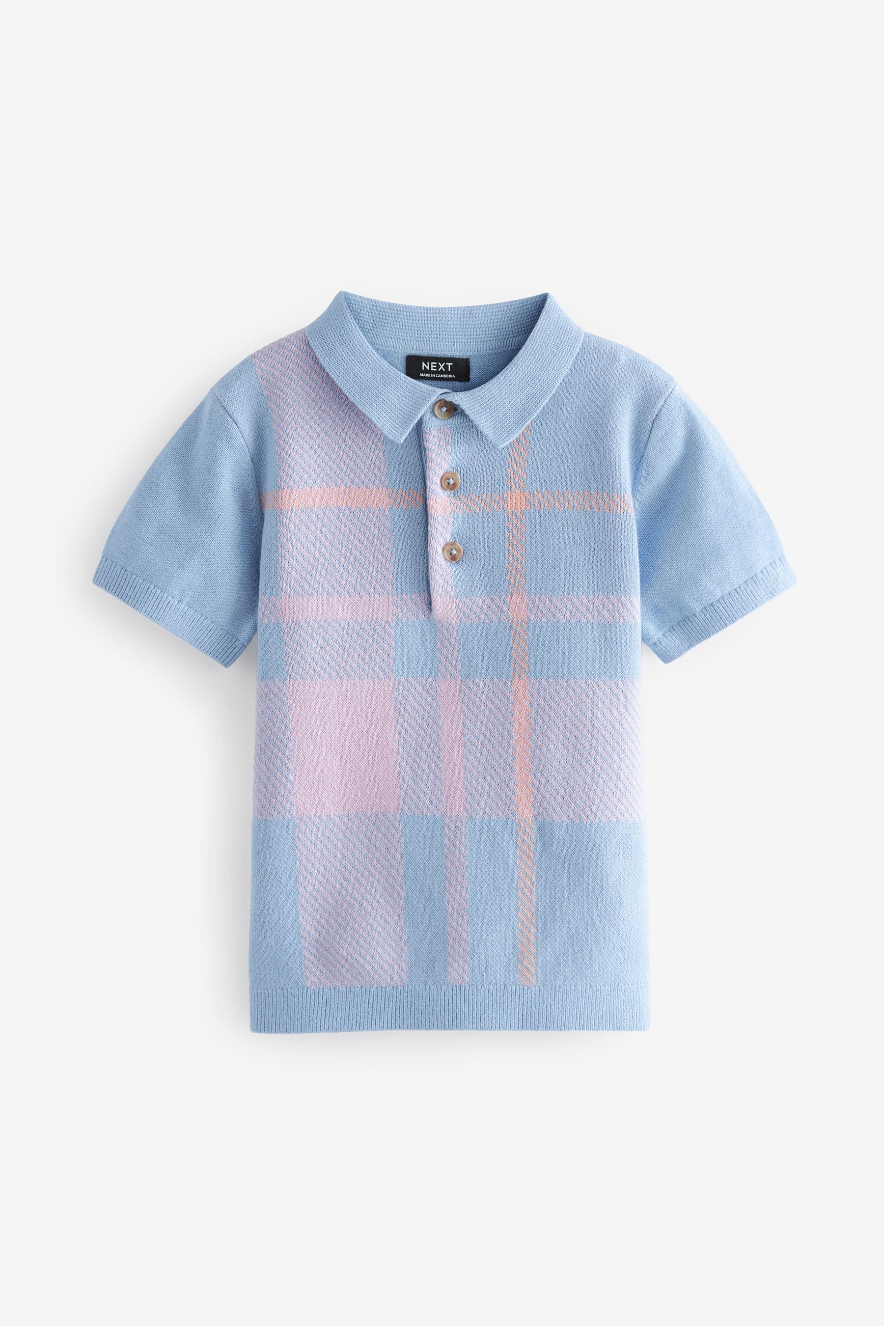 Purple Check Short Sleeve Patterned Polo (3mths-7yrs)