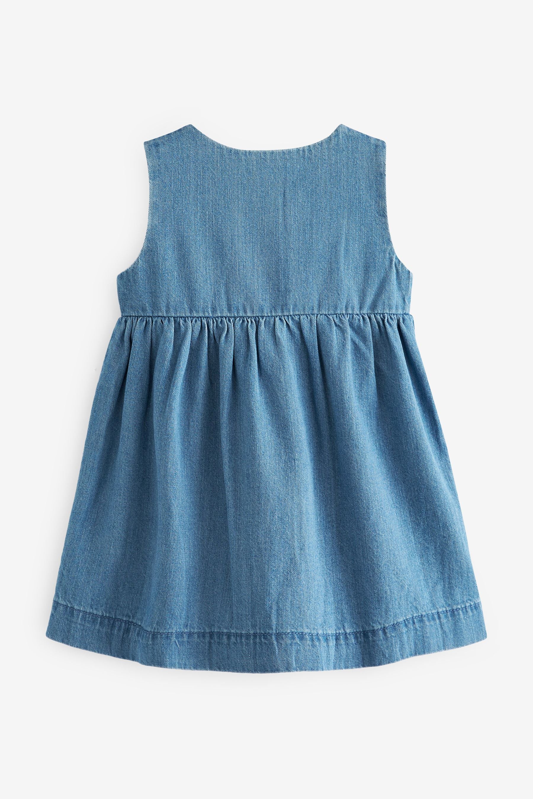 Blue Button Front Cotton Dress (3mths-8yrs)