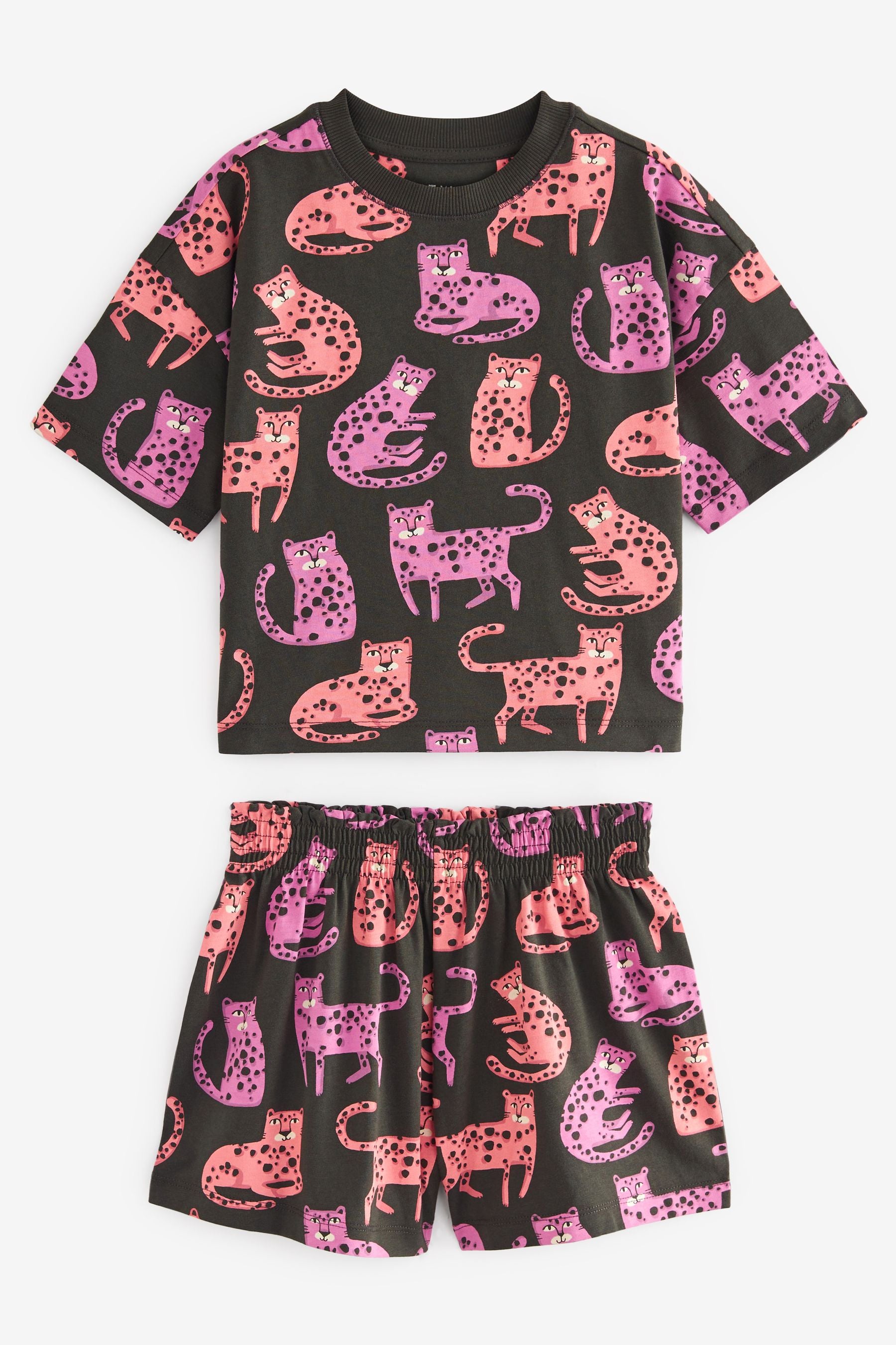 Black/Purple Cat/Animal Short Pyjamas 3 Pack (3-16yrs)