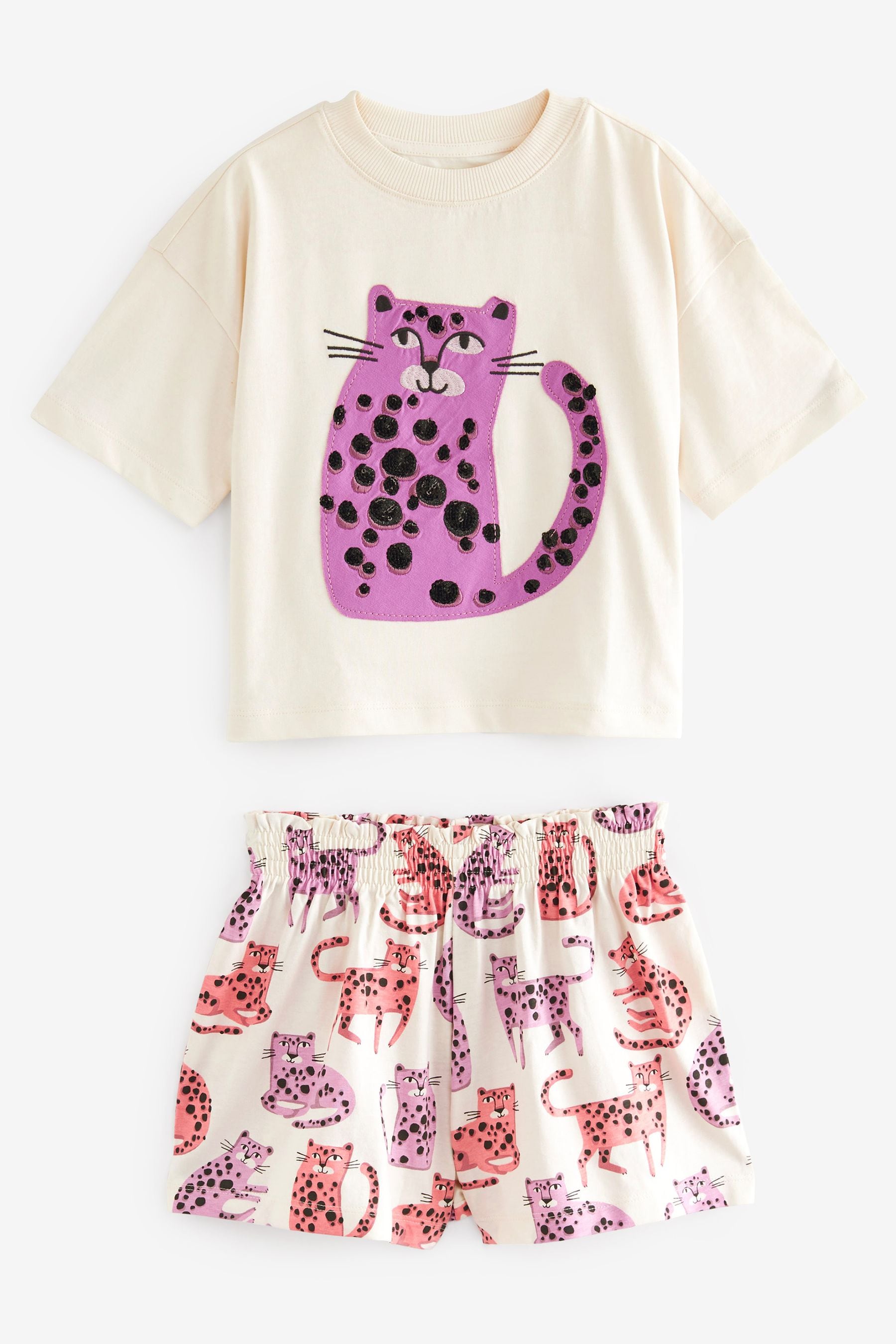 Black/Purple Cat/Animal Short Pyjamas 3 Pack (3-16yrs)