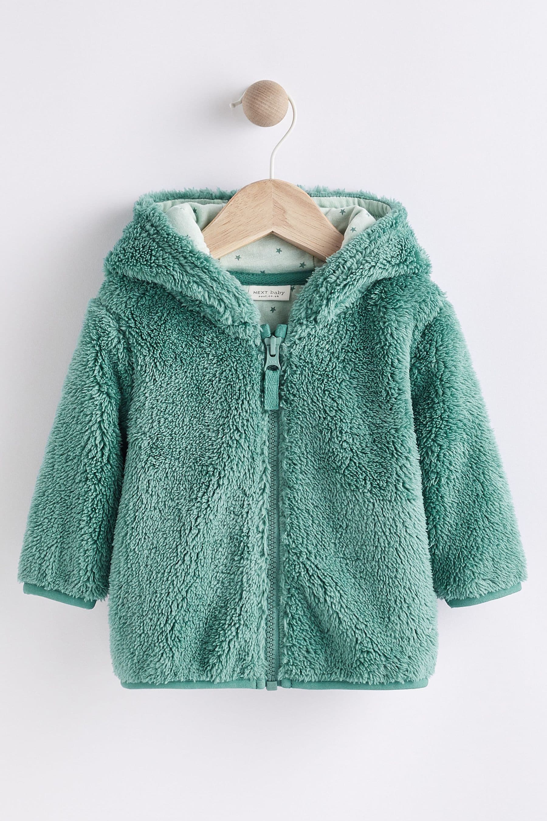 Teal Blue Cosy Fleece Bear Baby Jacket