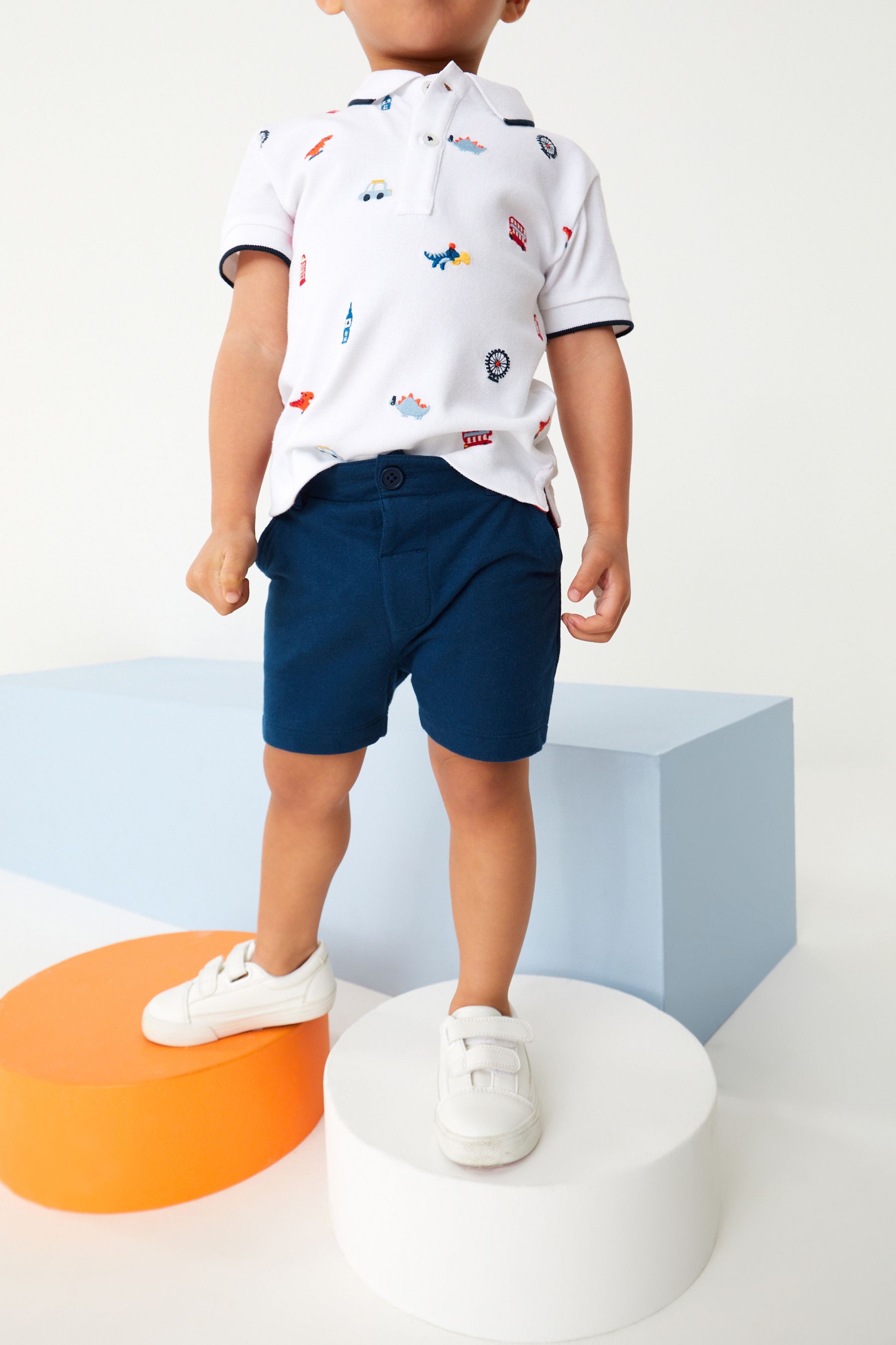 White London Embroidery Jersey Polo Shirt And Shorts Set (3mths-7yrs)