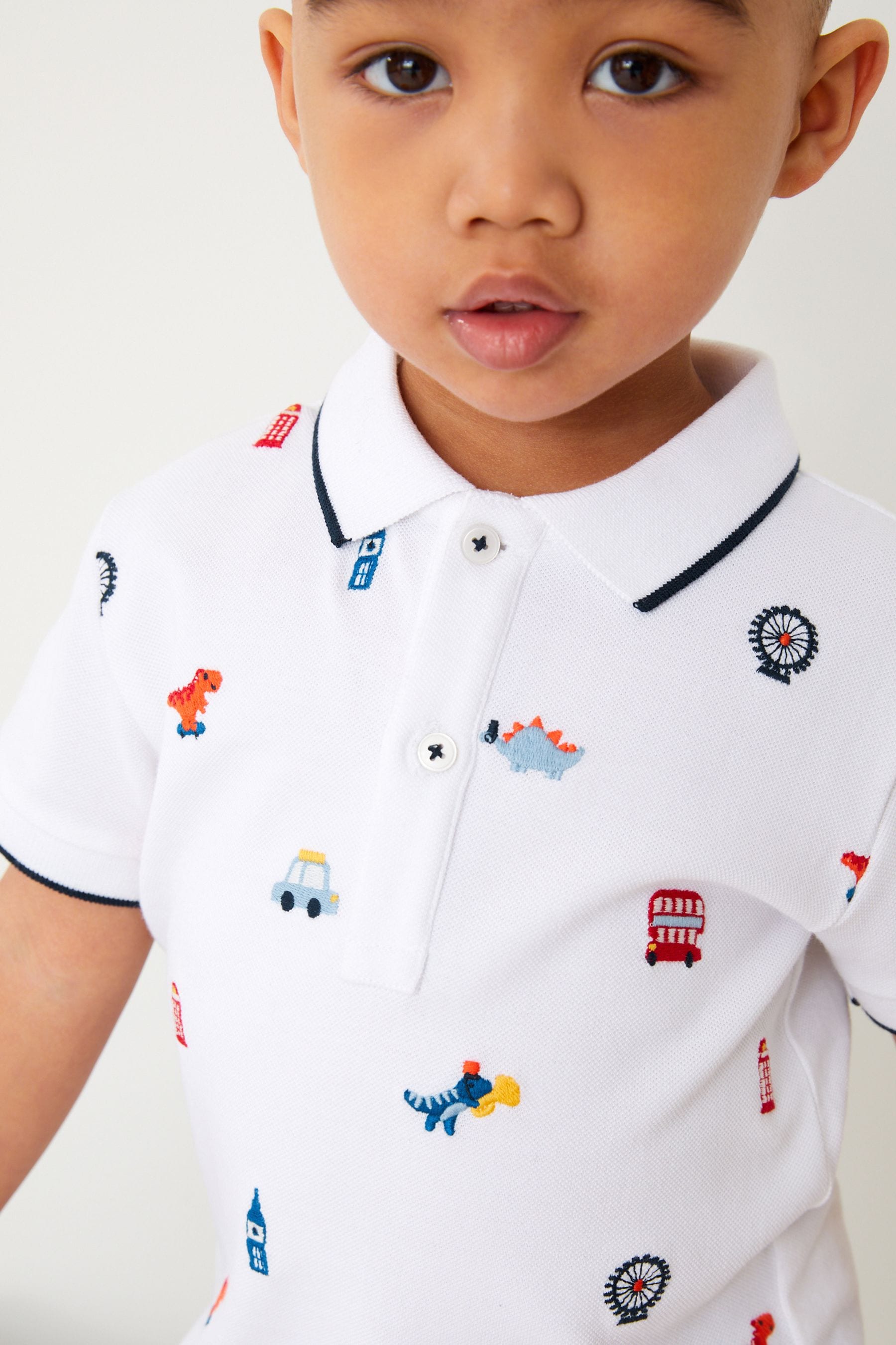 White London Embroidery Jersey Polo Shirt And Shorts Set (3mths-7yrs)