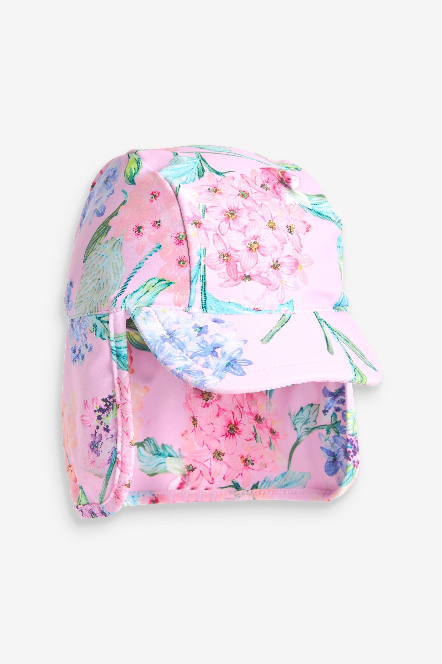 Pink Floral Swim Legionnaire Cap (3mths-10yrs)