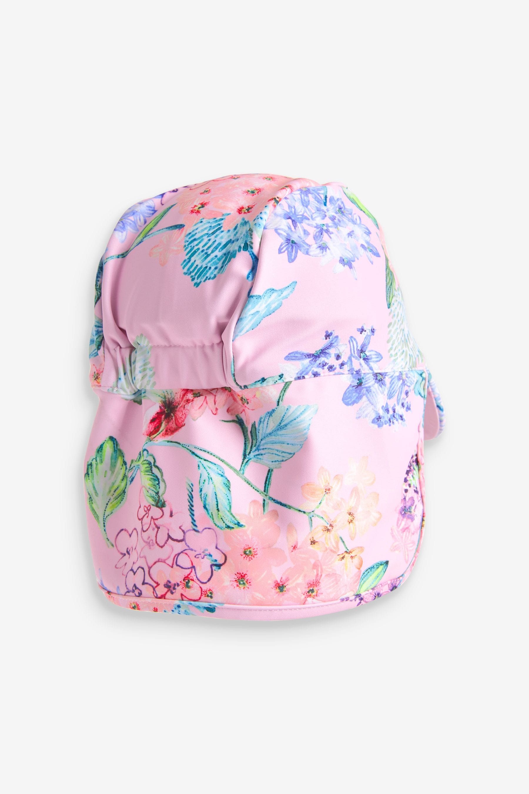 Pink Floral Swim Legionnaire Cap (3mths-10yrs)