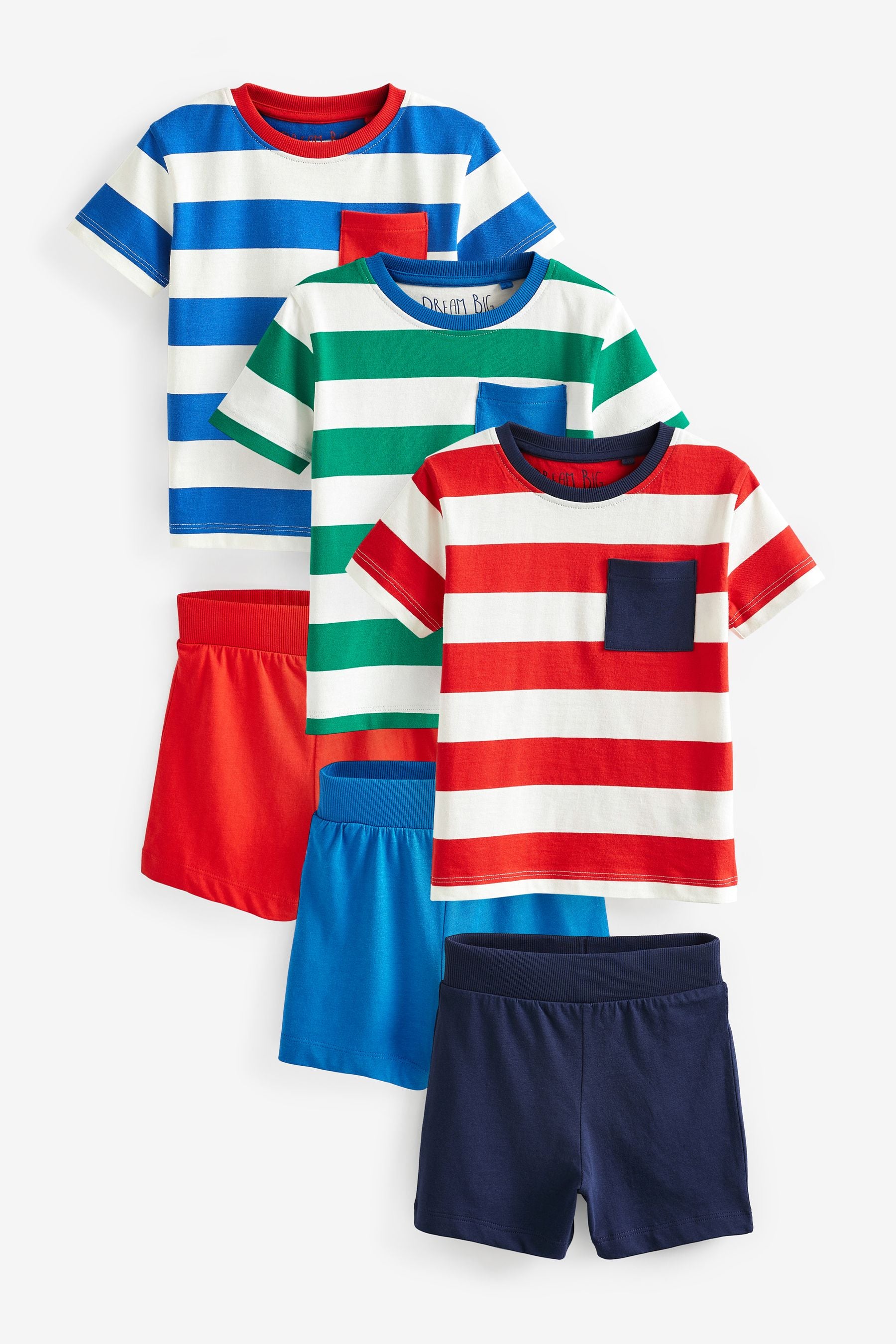 Multi Stripe 3 Pack Short Pyjamas (9mths-12yrs)