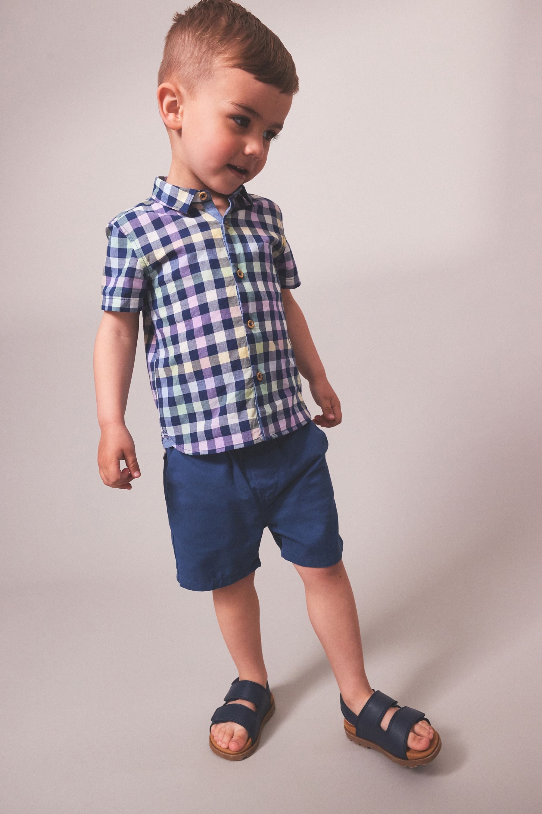 Navy Gingham Check Shirt (3mths-7yrs)