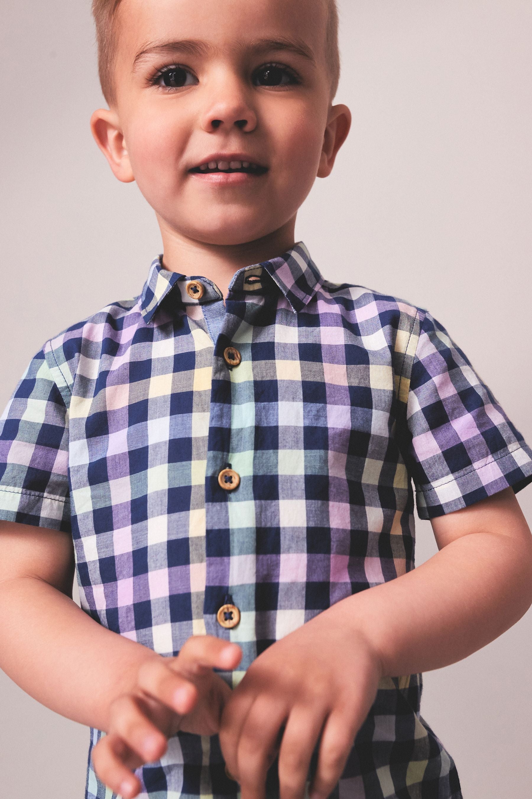 Navy Gingham Check Shirt (3mths-7yrs)