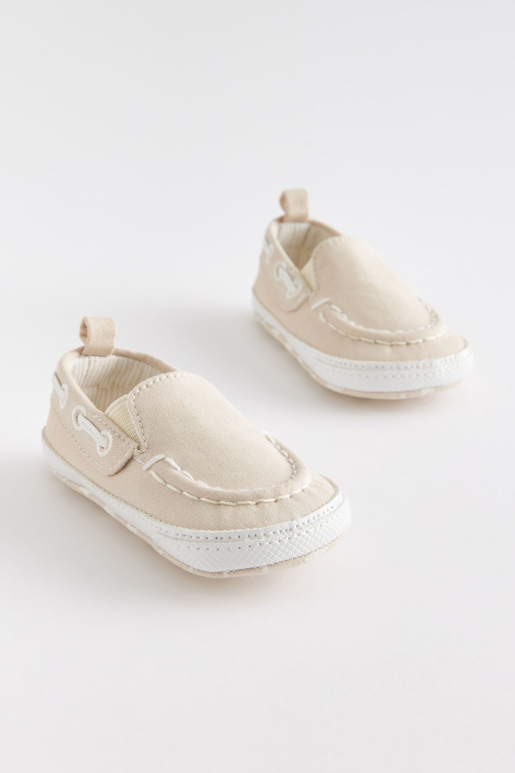 Stone Natural Baby Pram Slip-On Boat Shoes (0-24mths)