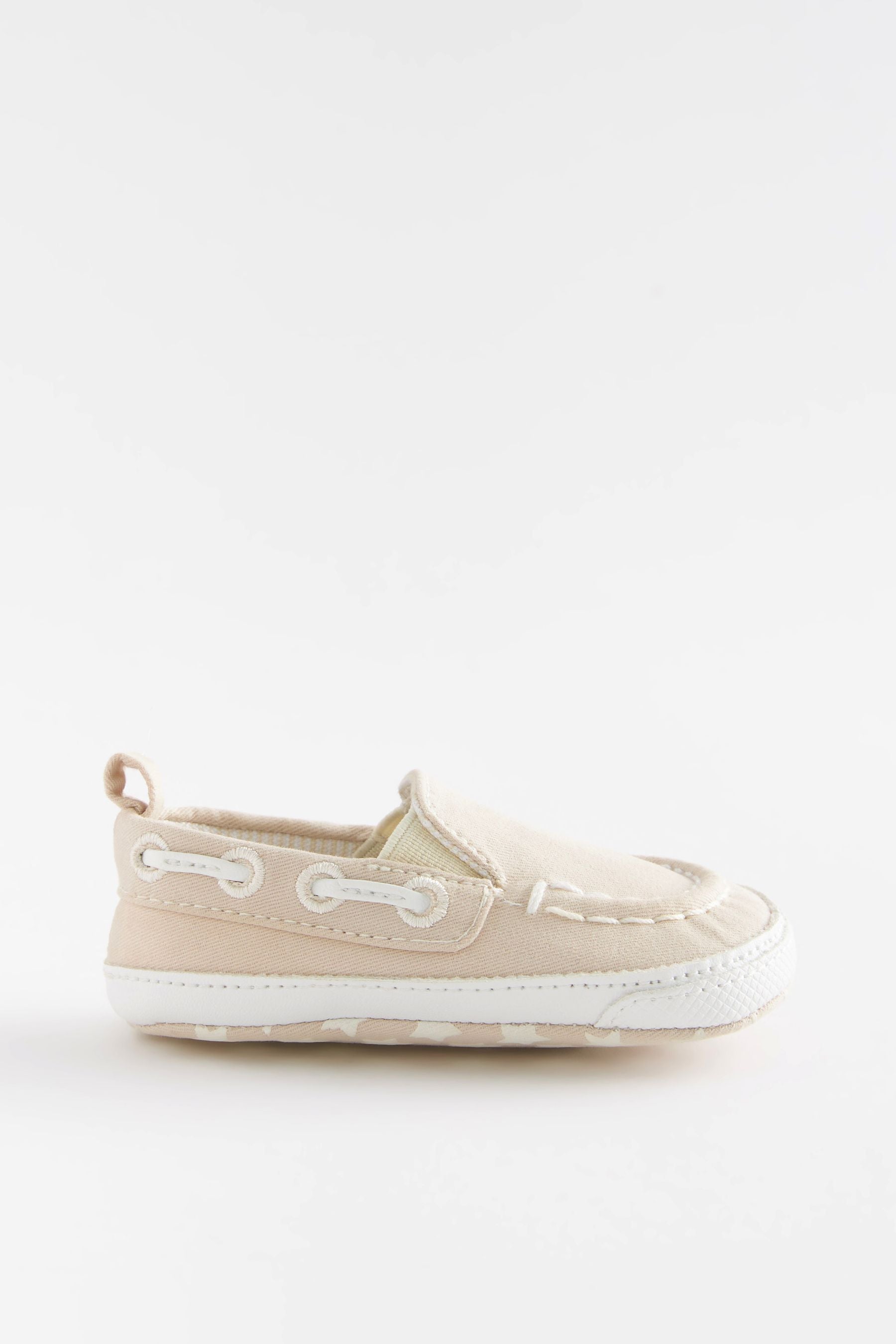 Stone Natural Baby Pram Slip-On Boat Shoes (0-24mths)