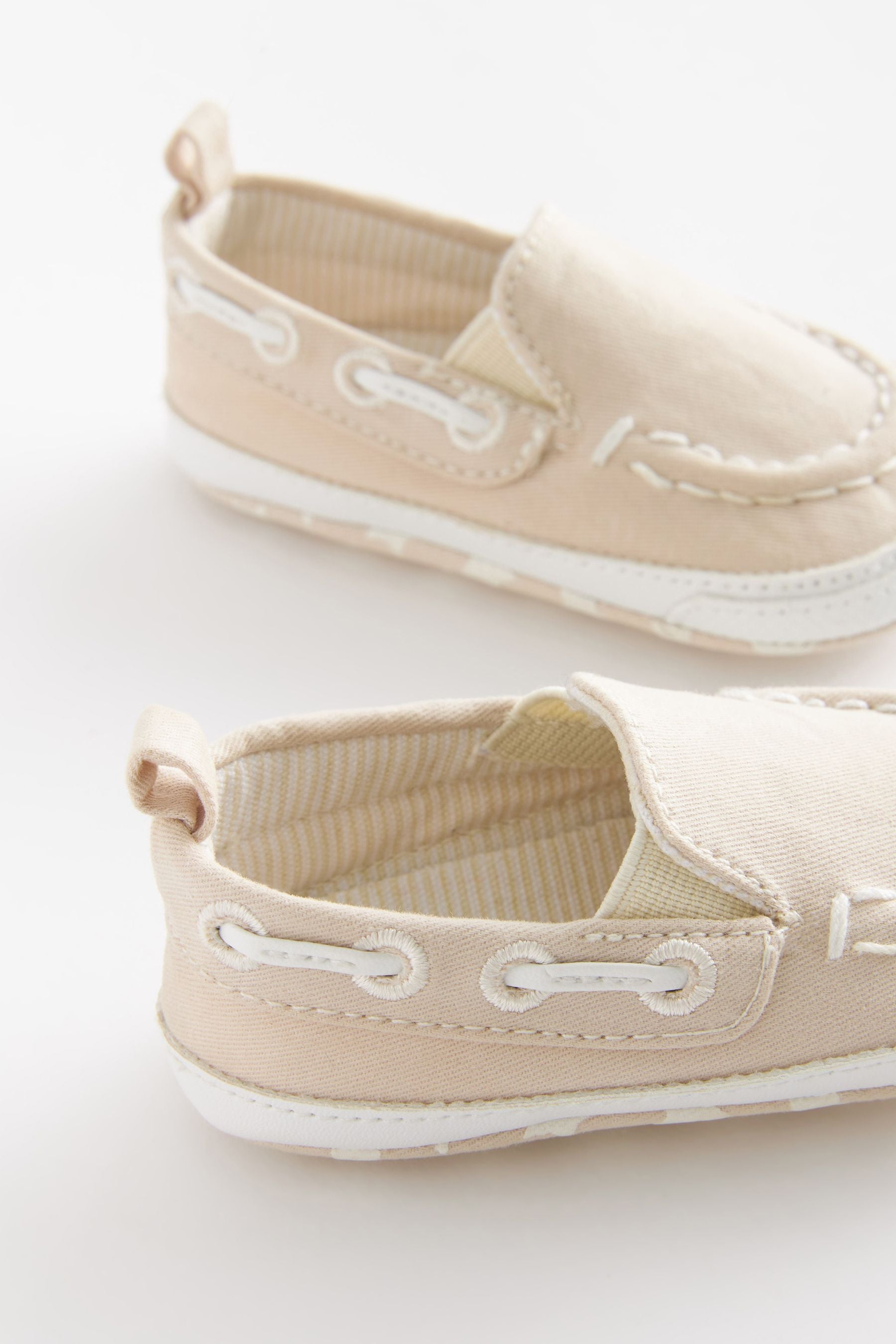 Stone Natural Baby Pram Slip-On Boat Shoes (0-24mths)