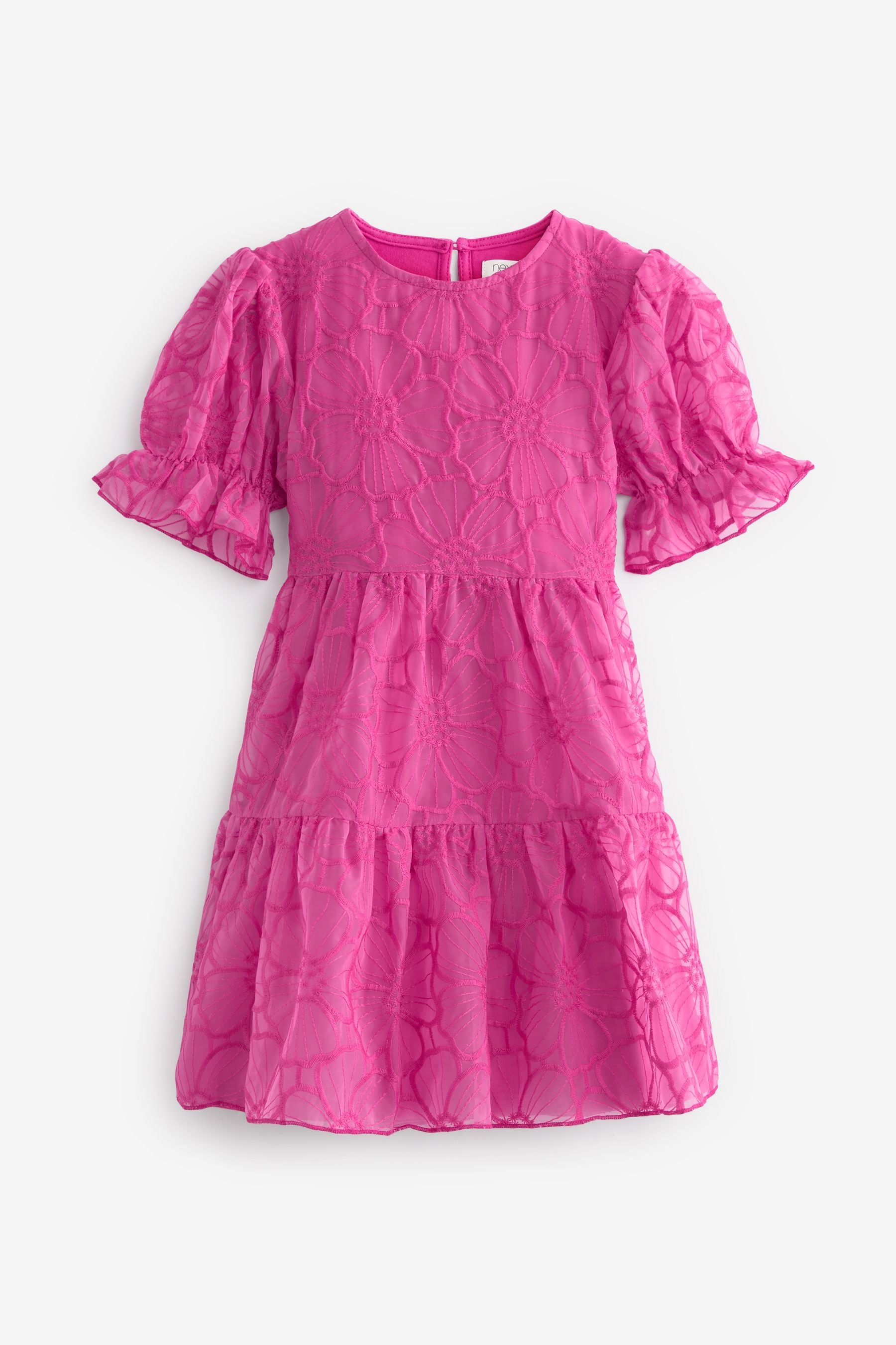 Pink Organza Floral Tiered Dress (3-16yrs)