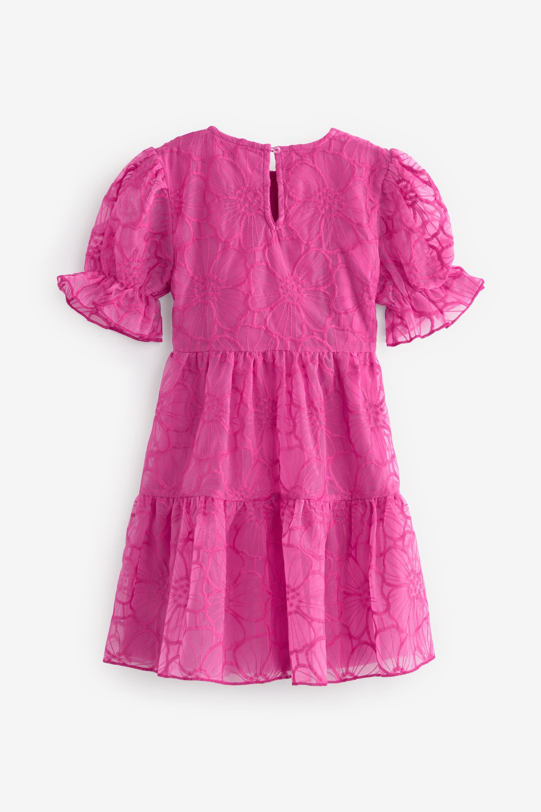 Pink Organza Floral Tiered Dress (3-16yrs)