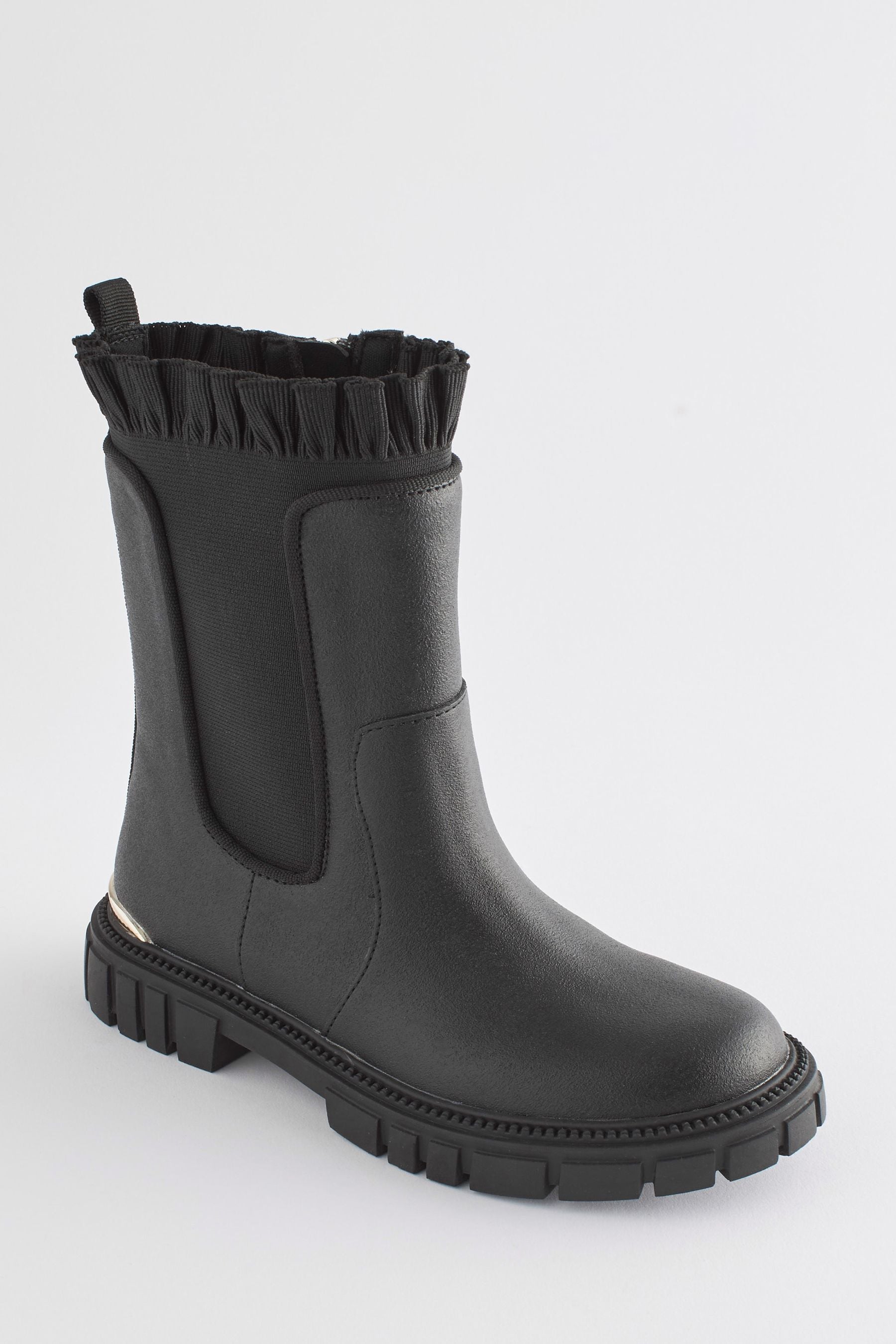 Black Baker by Ted Baker	Girls Tall Frilled Boots