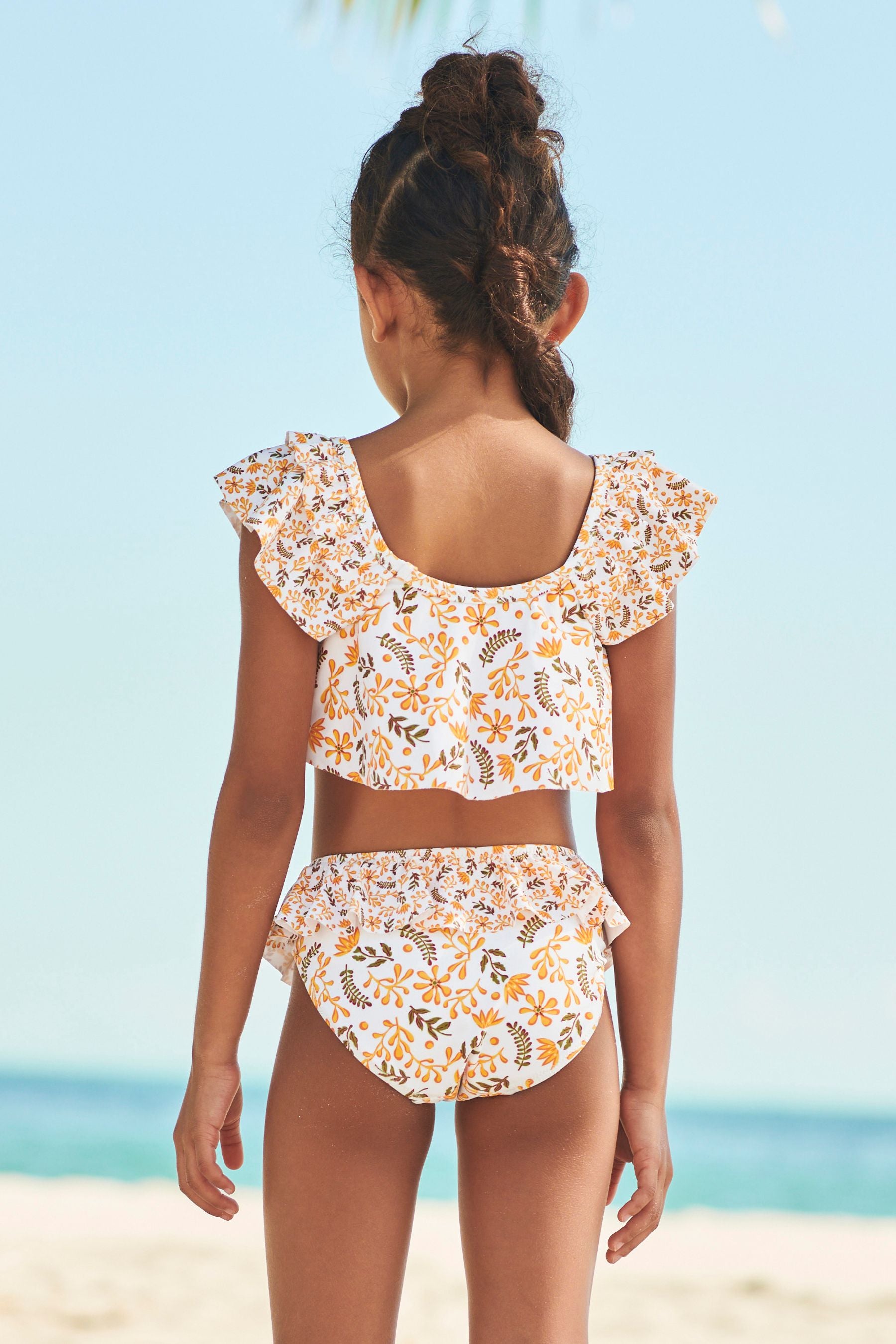 Yellow/ White Ditsy Layered Bikini (3-16yrs)