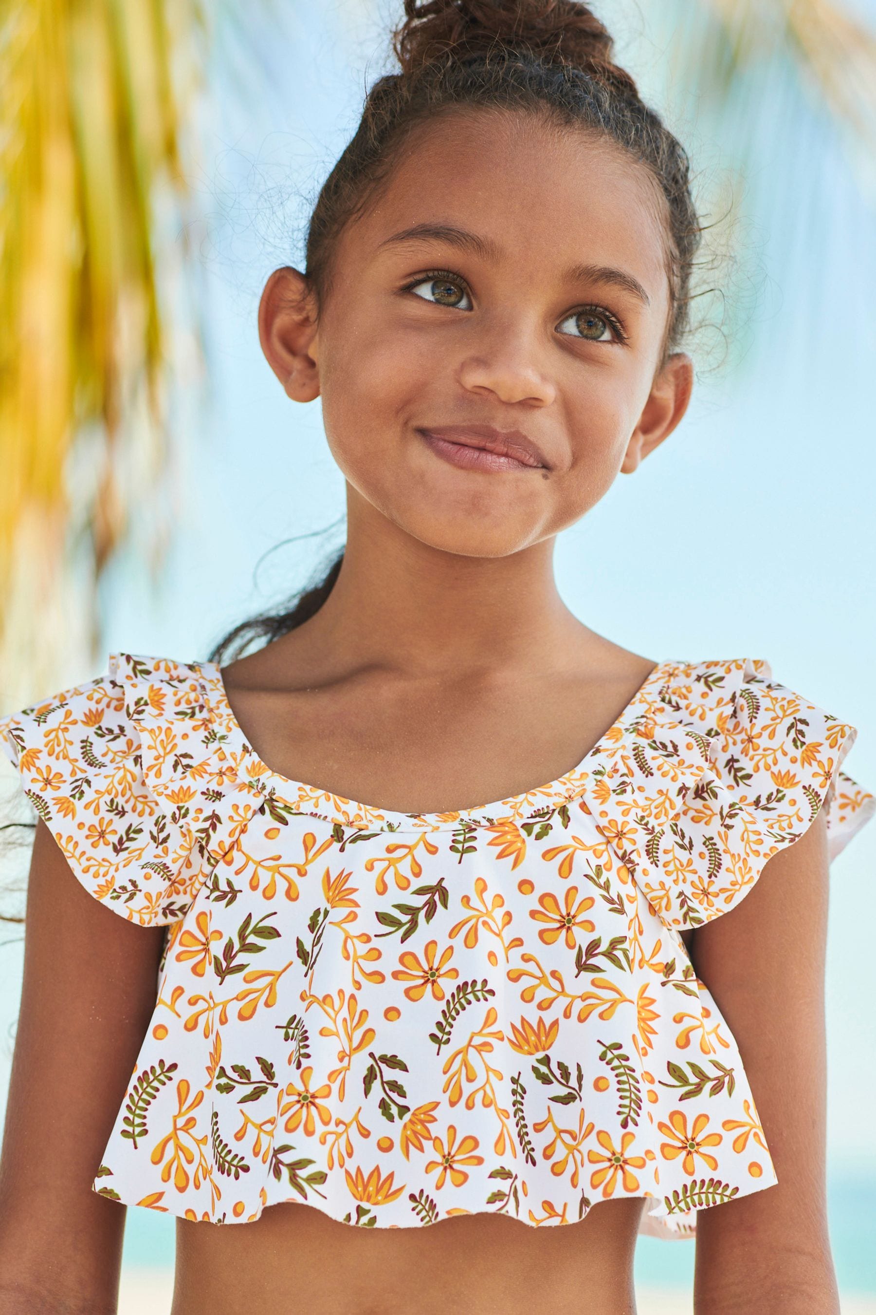 Yellow/ White Ditsy Layered Bikini (3-16yrs)