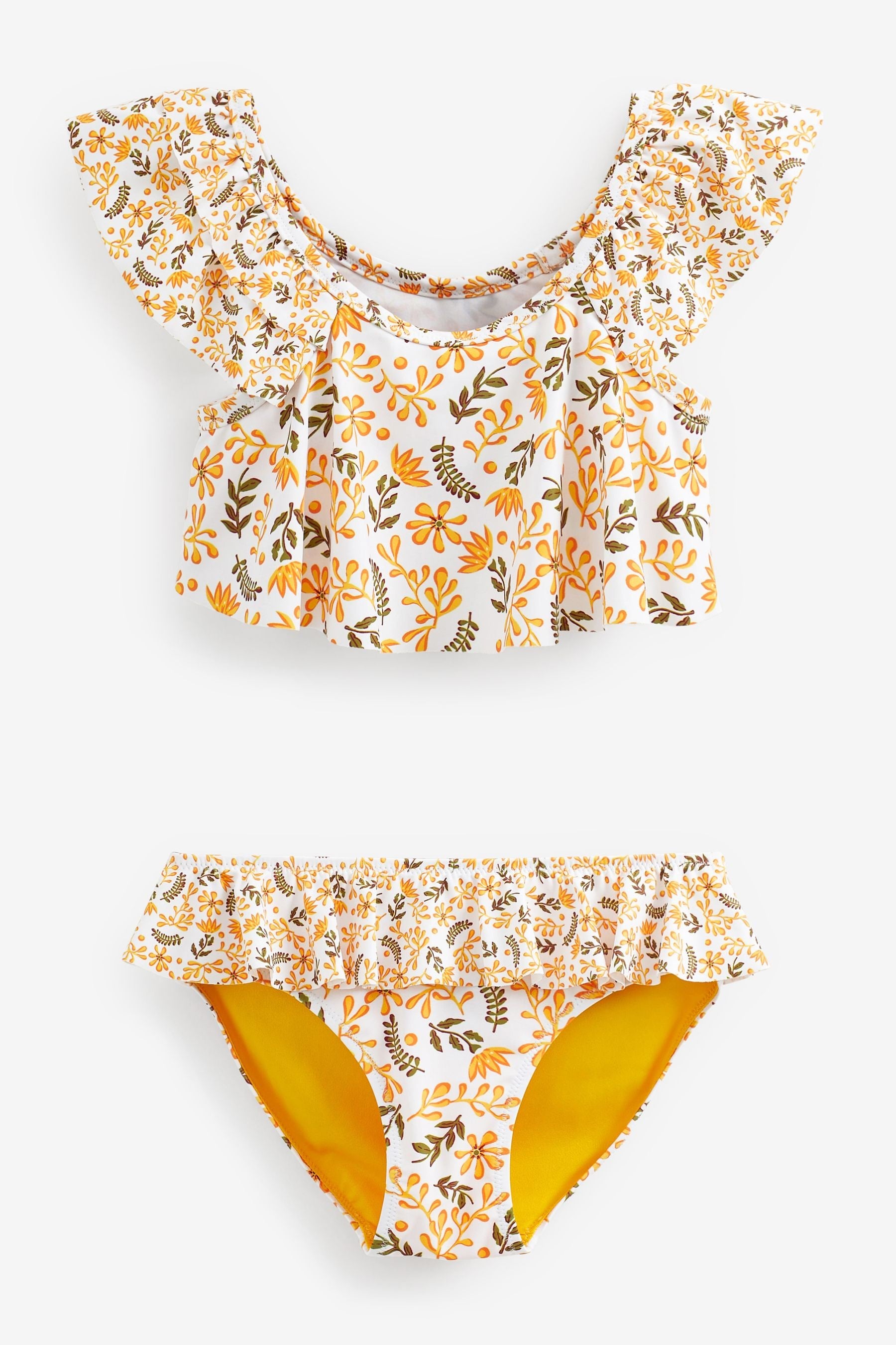 Yellow/ White Ditsy Layered Bikini (3-16yrs)