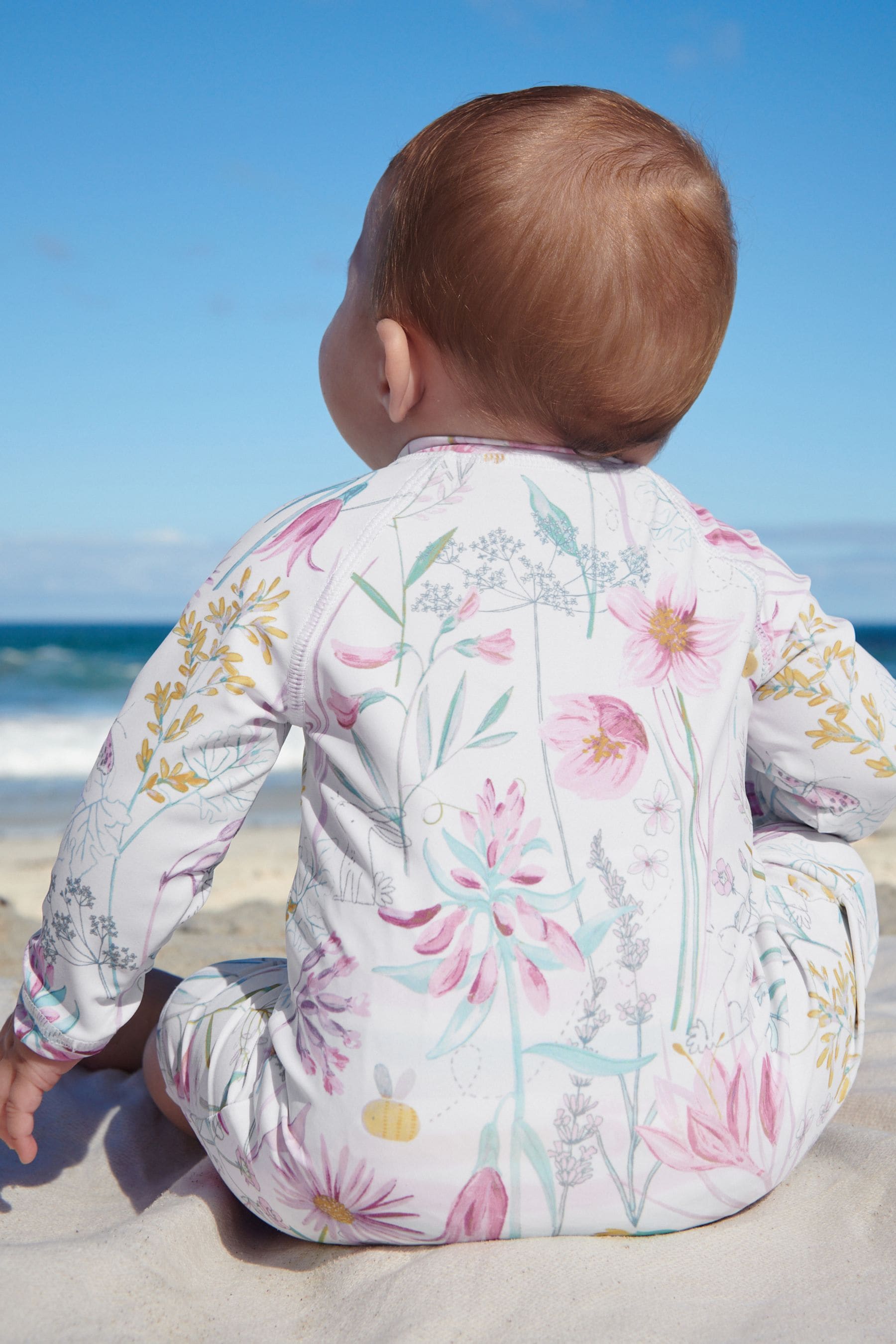 Pink Floral Newborn Sunsafe Swim Suit (0mths-3yrs)