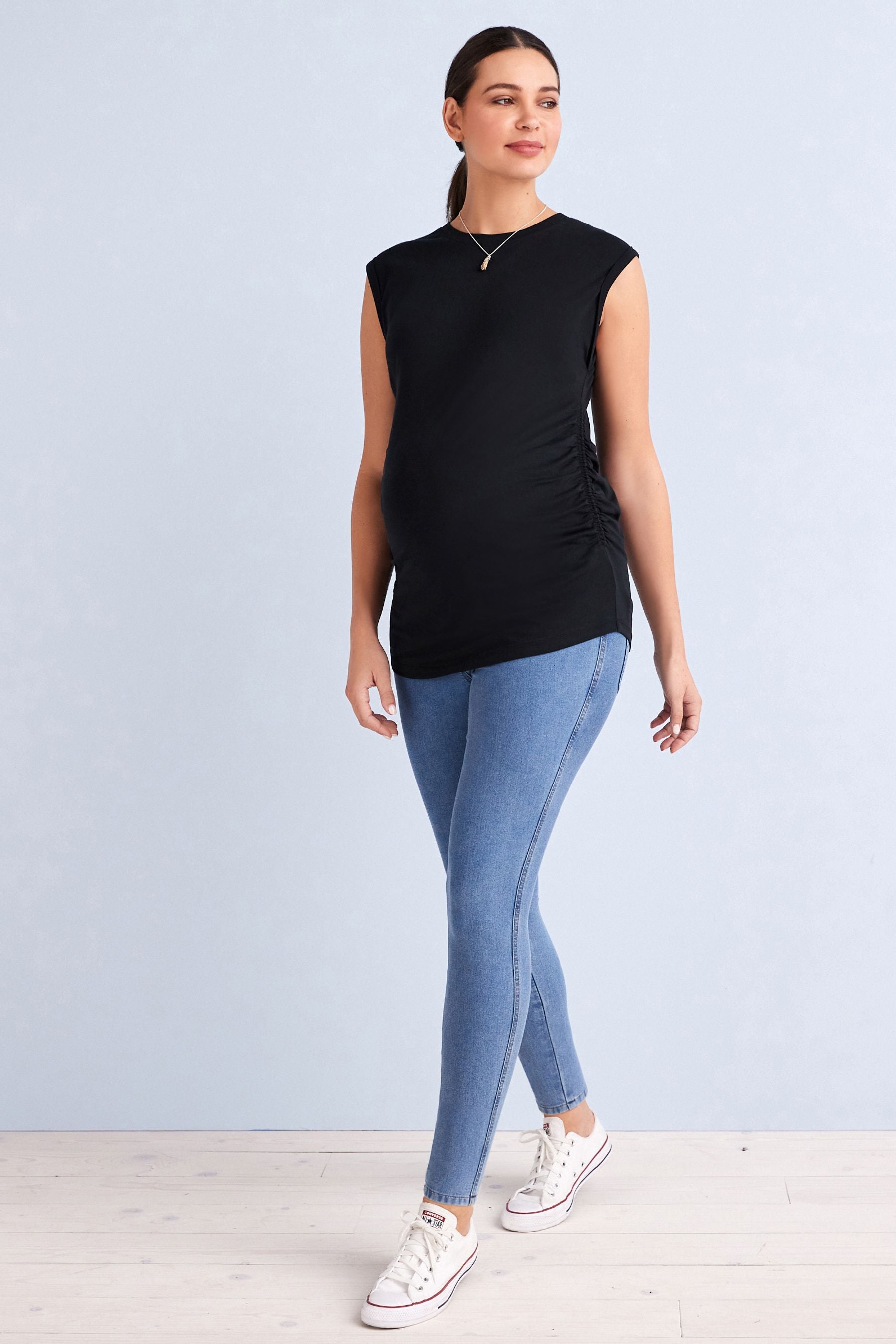 Black Maternity Ruched Side T-Shirt