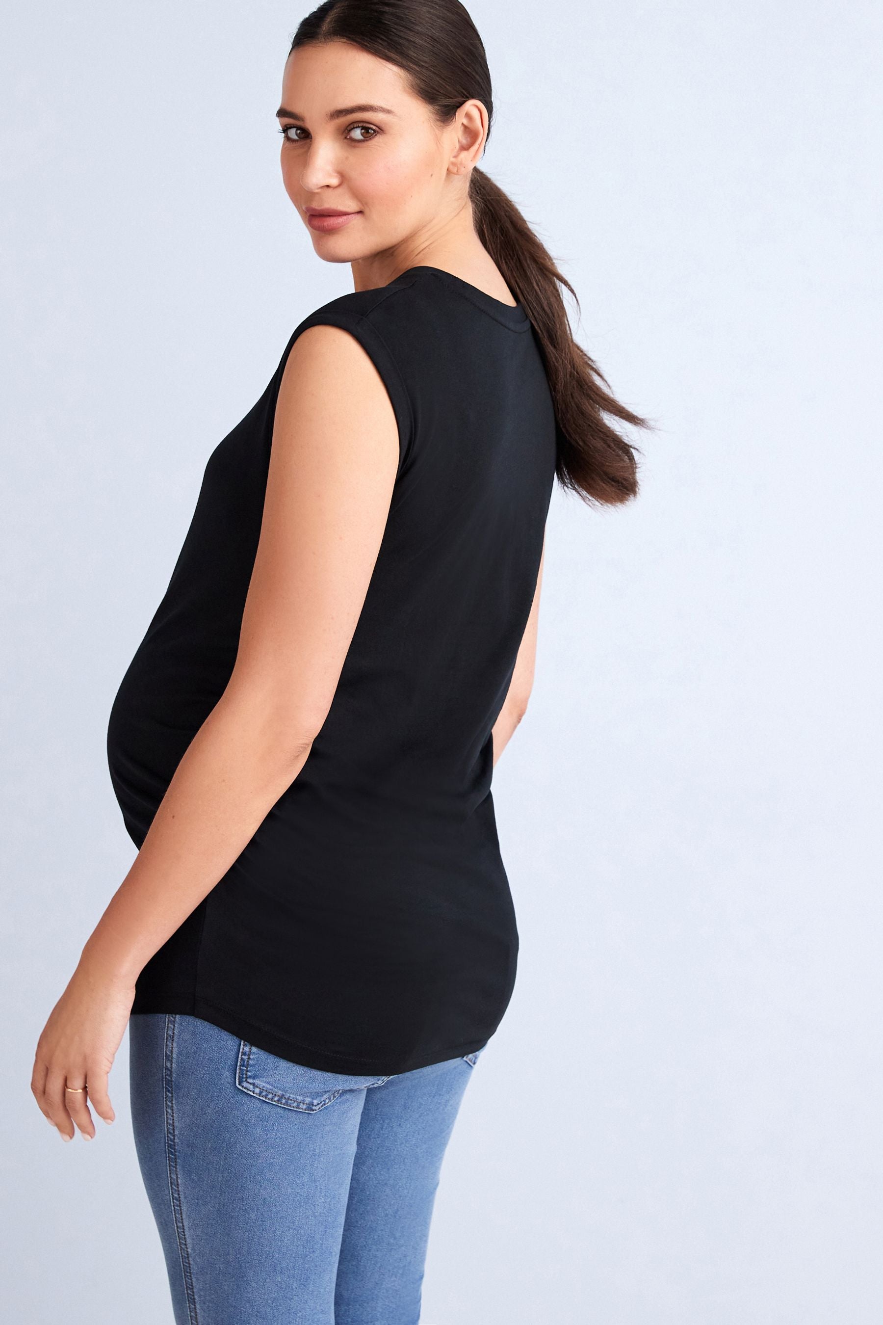 Black Maternity Ruched Side T-Shirt