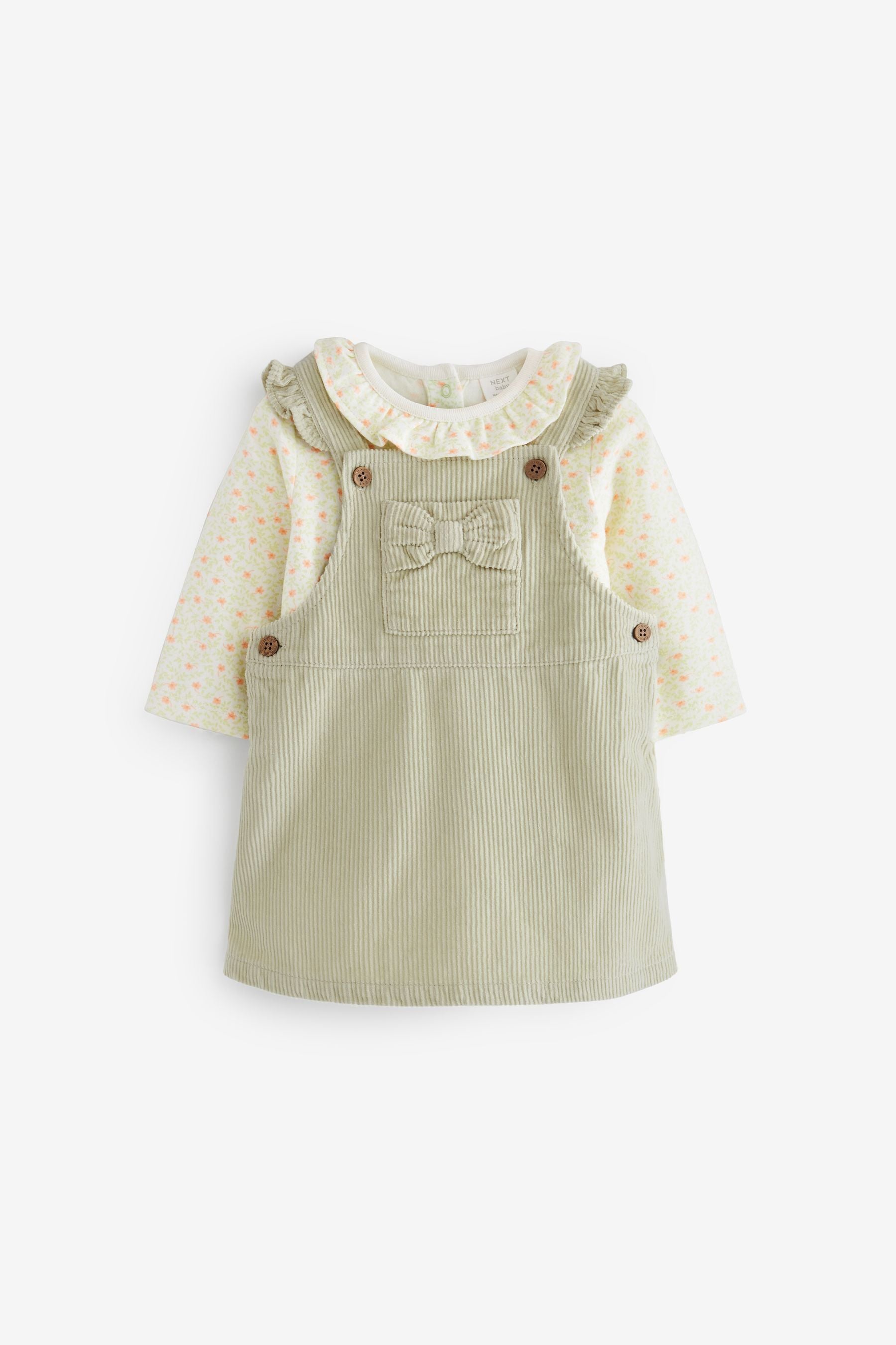 Green 2 Piece Baby Pinafore Dress And Bodysuit Set (0mths-2yrs)