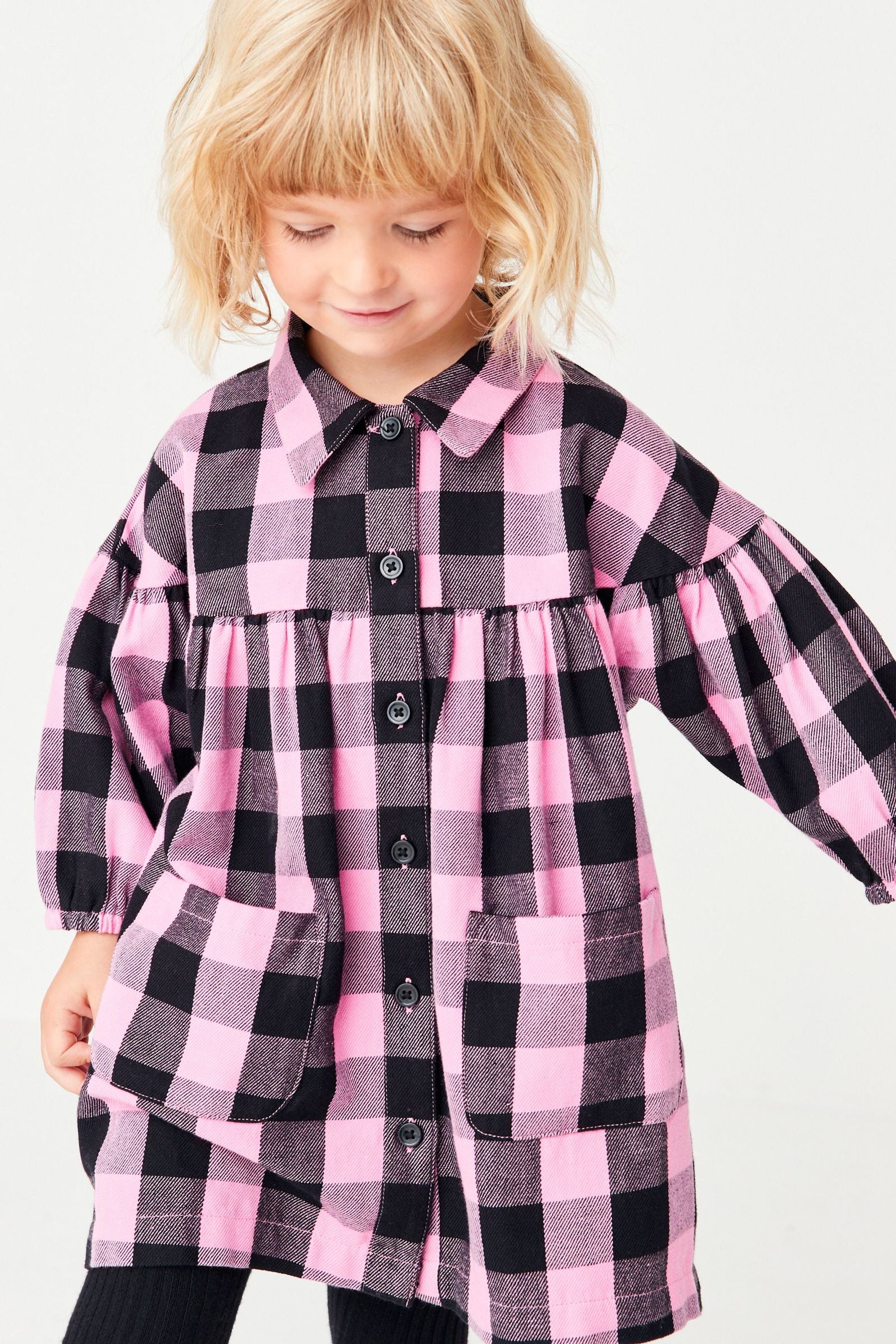 Pink Gingham Cotton Shirt Dress (3mths-8yrs)