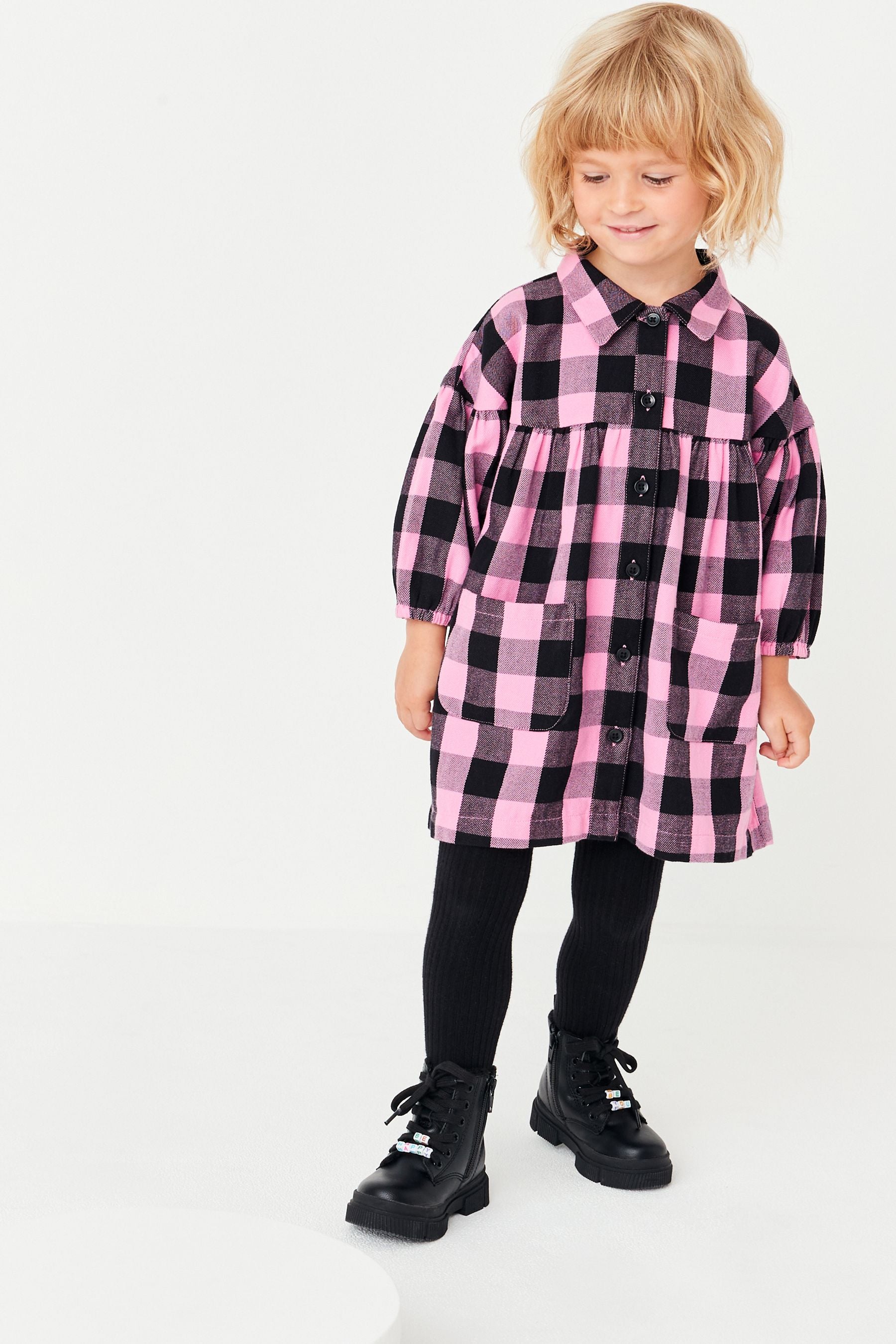 Pink Gingham Cotton Shirt Dress (3mths-8yrs)