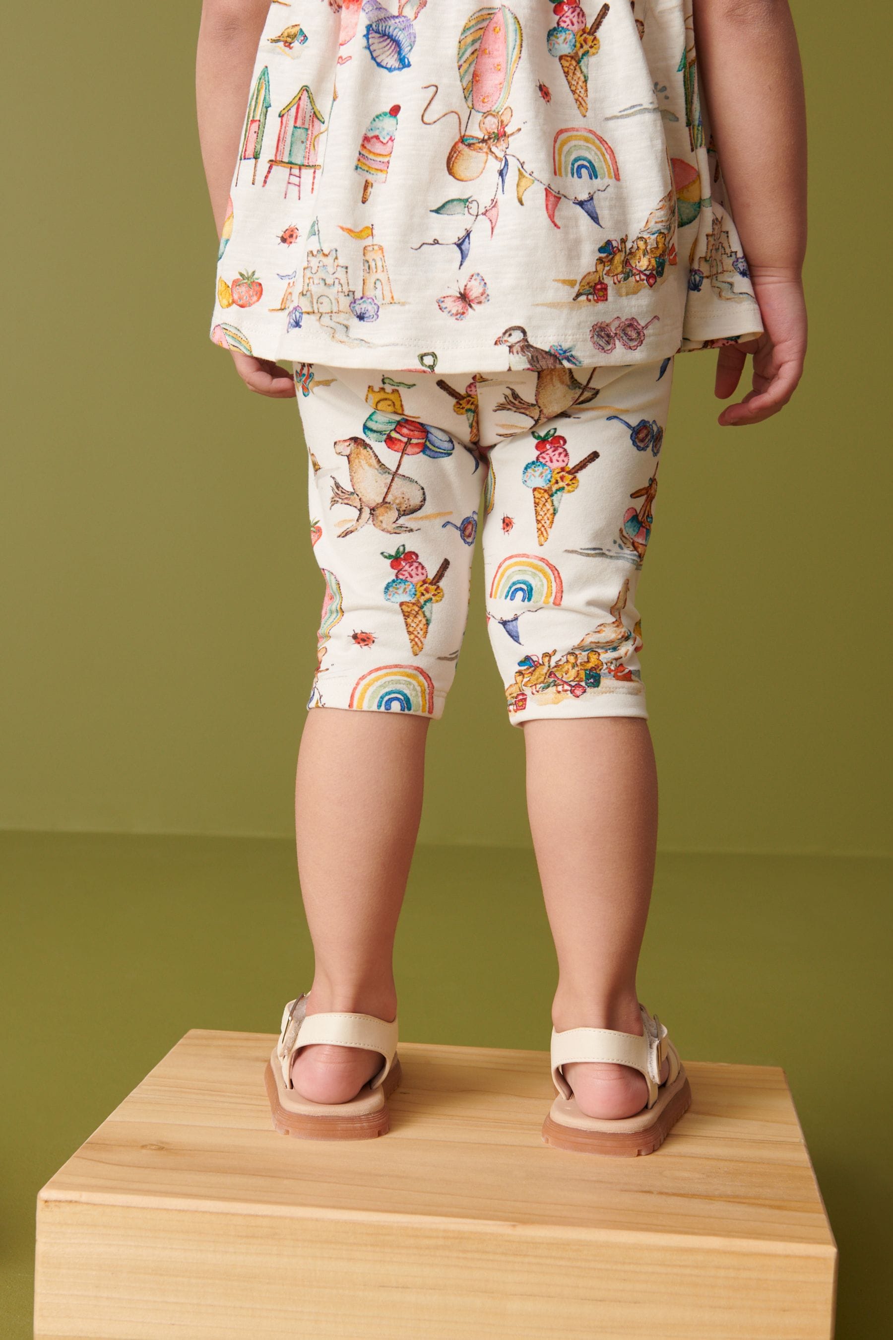 Cream Bunny Holiday Printed Cropped Leggings (3mths-7yrs)