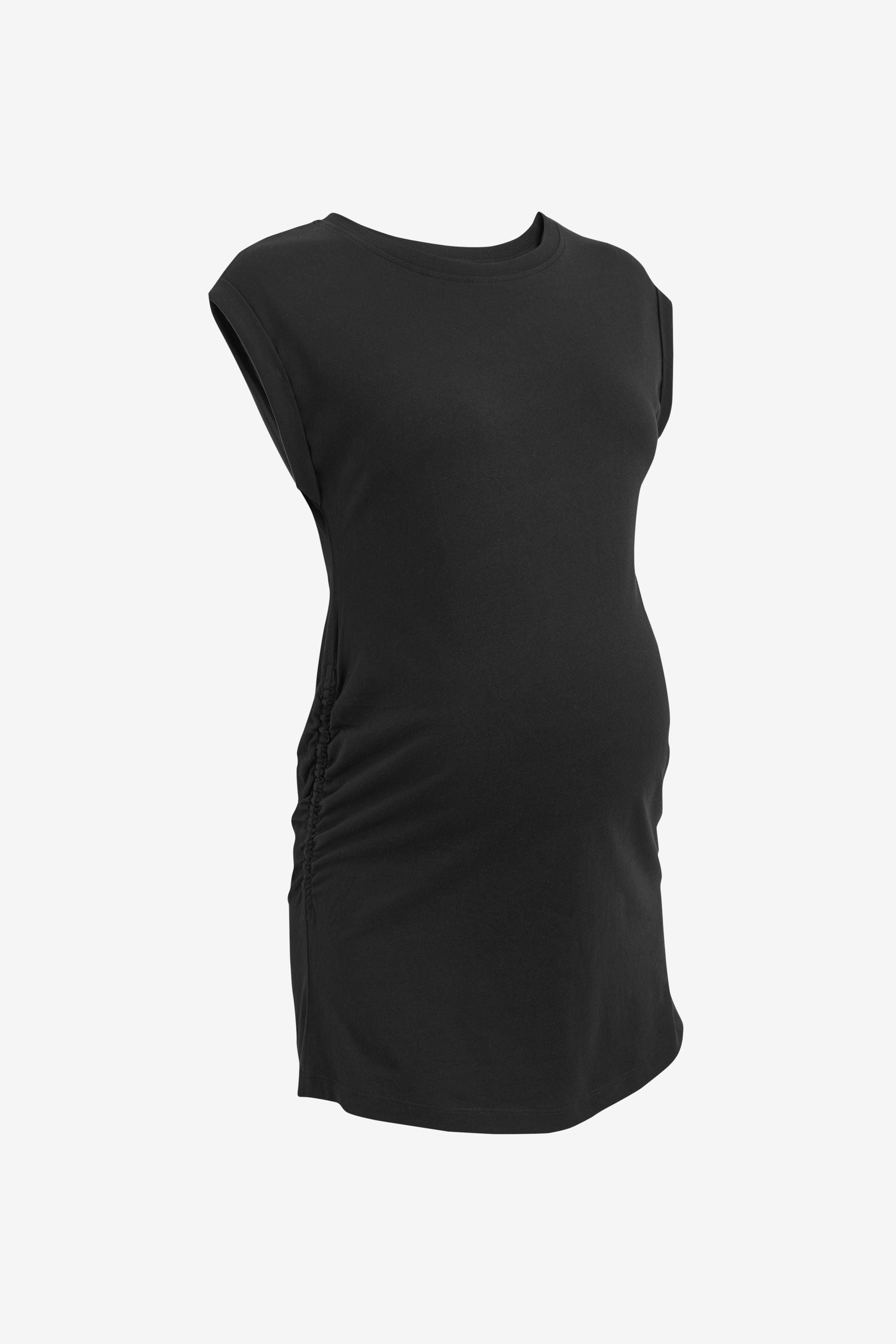 Black Maternity Ruched Side T-Shirt