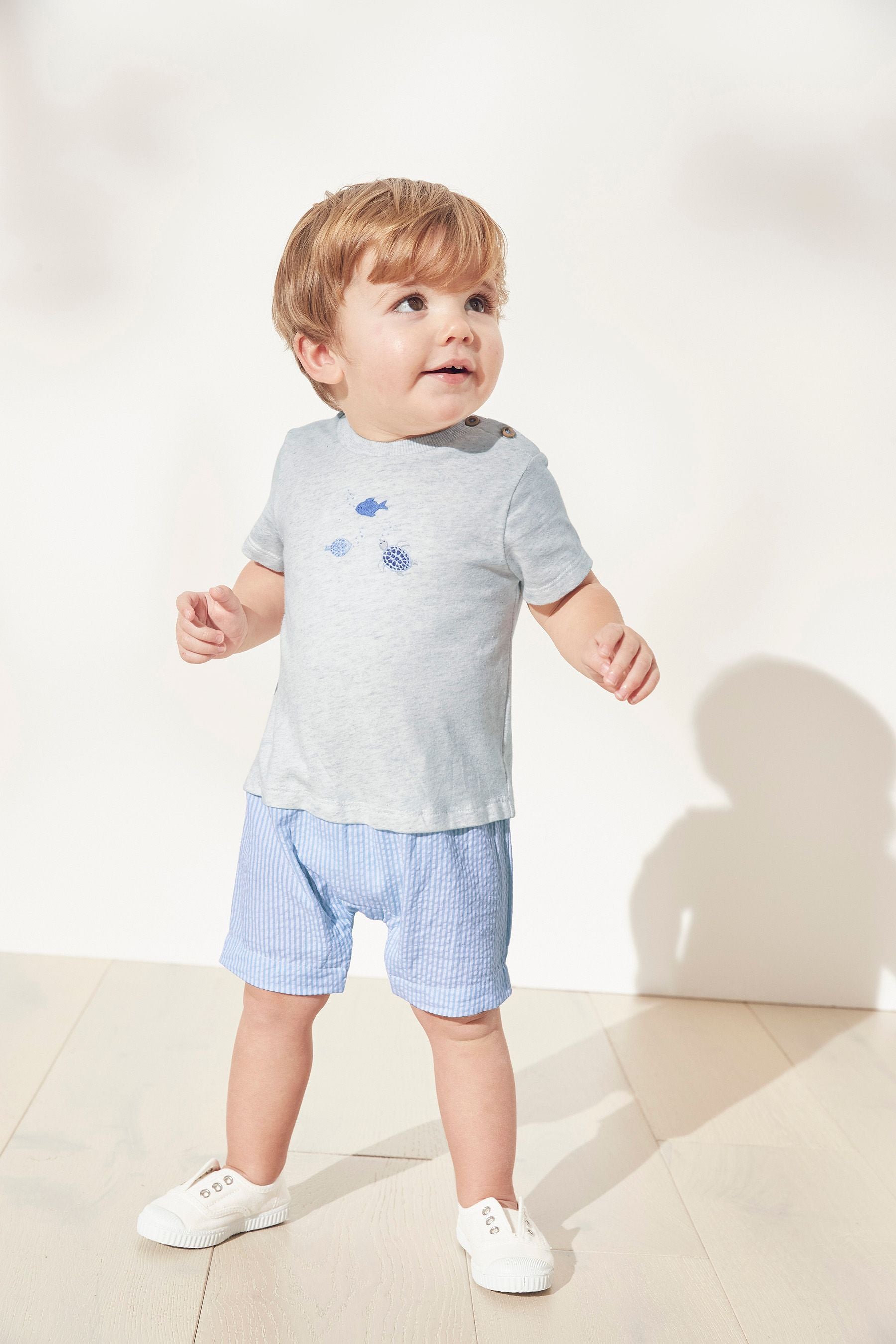 The White Company Baby Grey Under The Sea Romper