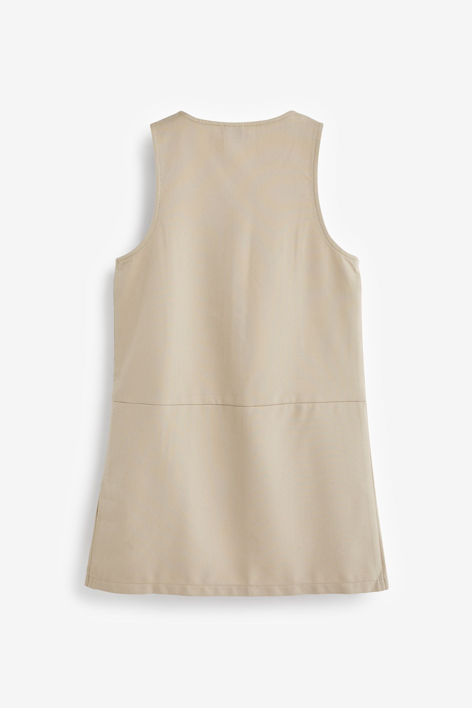 Neutral Stone Zip Front School Pinafore (3-14yrs)