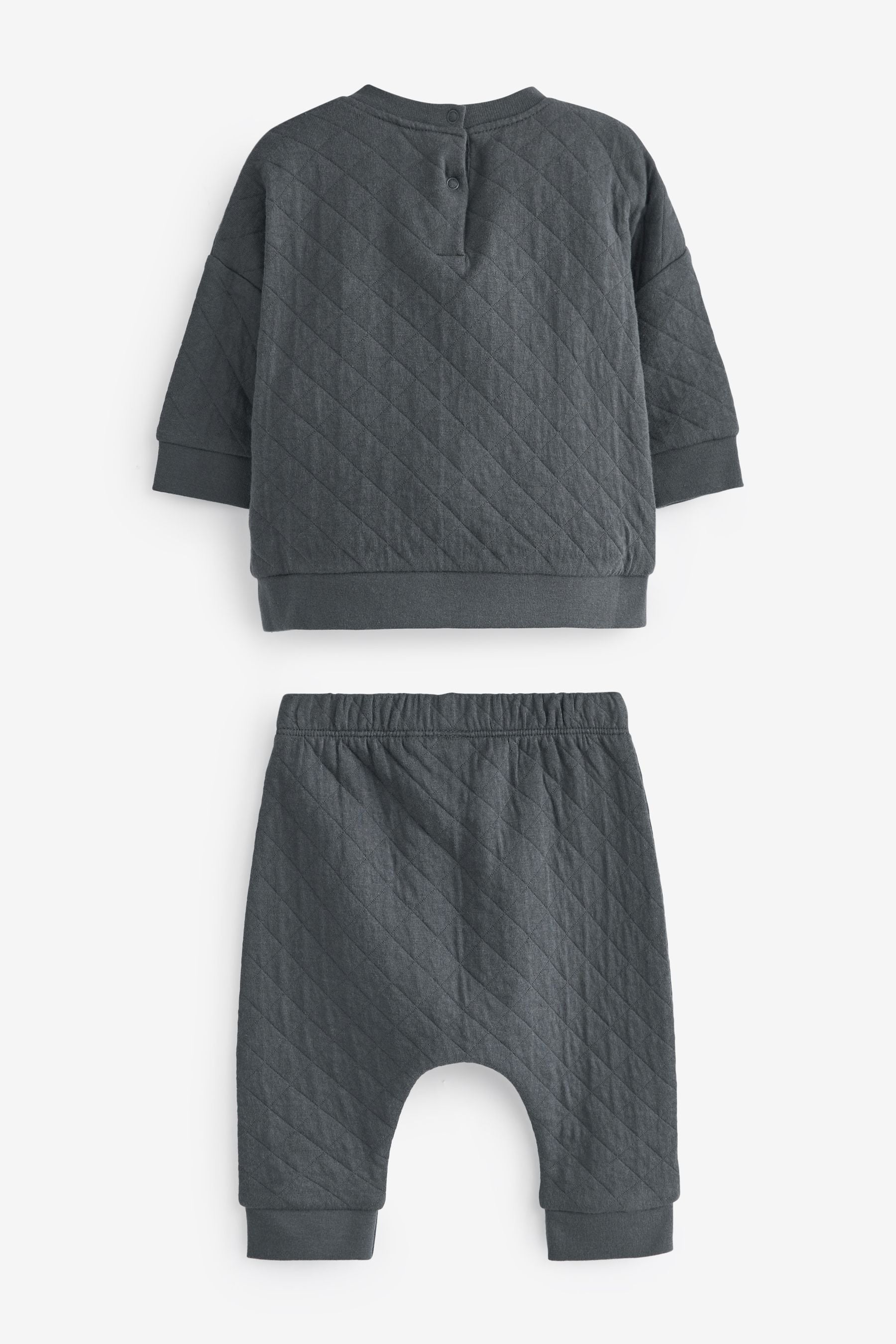 Charcoal Grey Slogan quilted Two Piece Baby Sweatshirt And Joggers