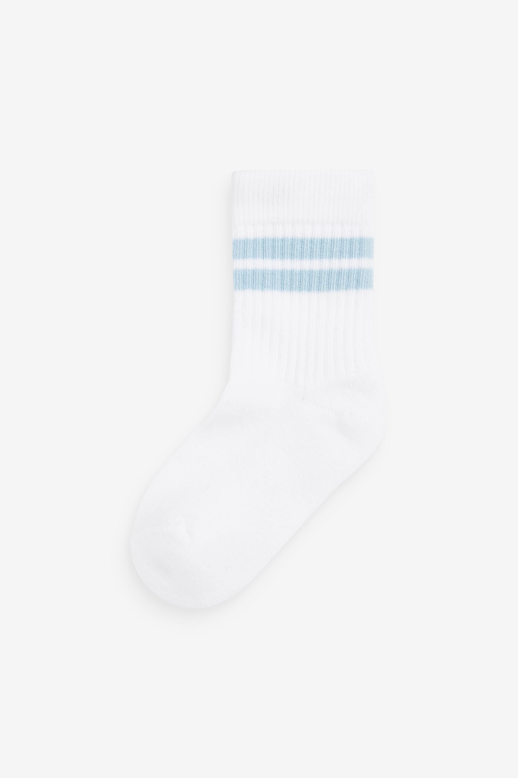 White/Neutrals Cushioned Footbed Cotton Rich Ribbed Socks 5 Pack