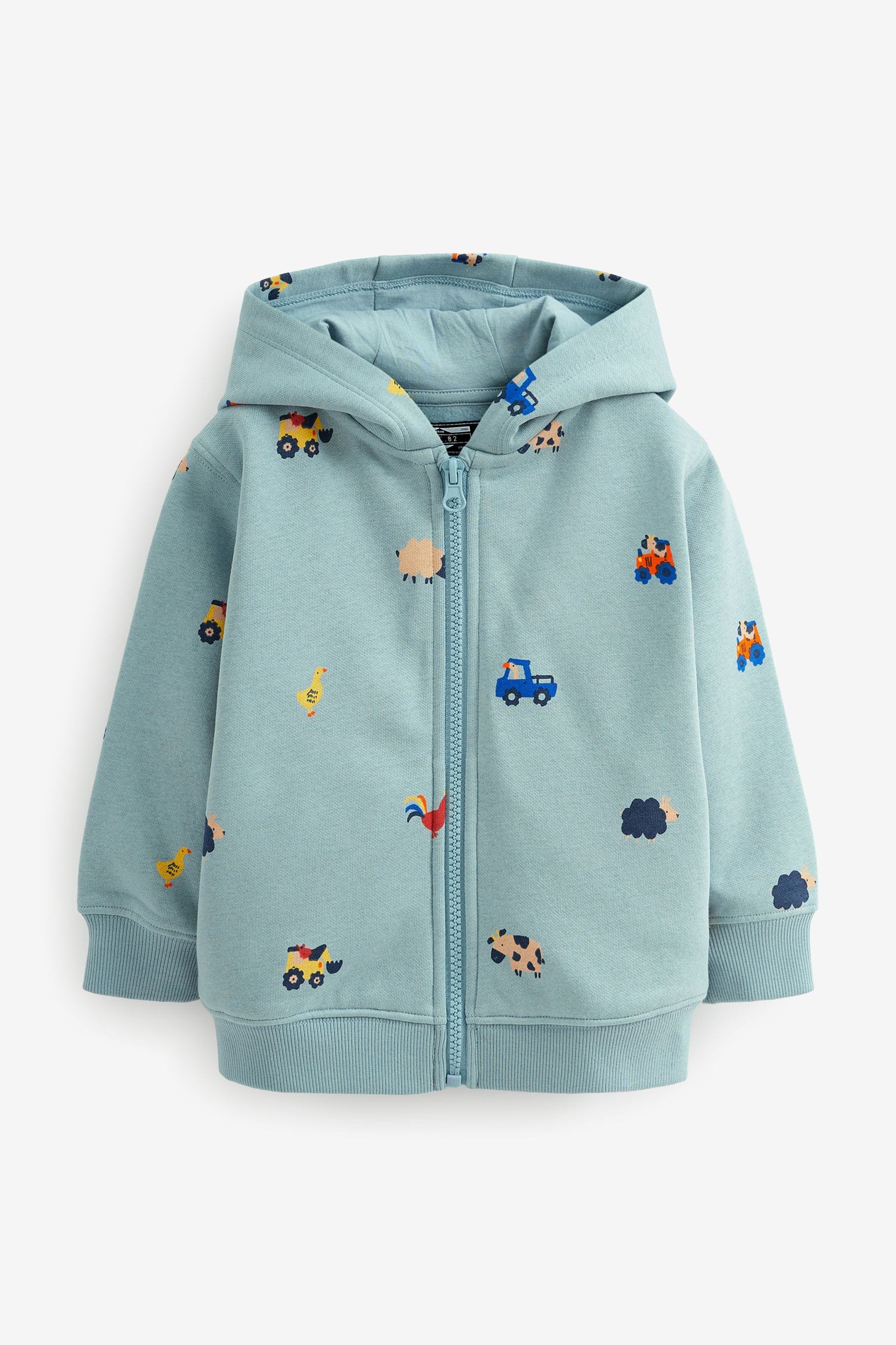 Blue Farm All Over Print Zip Through Hoodie (3mths-7yrs)