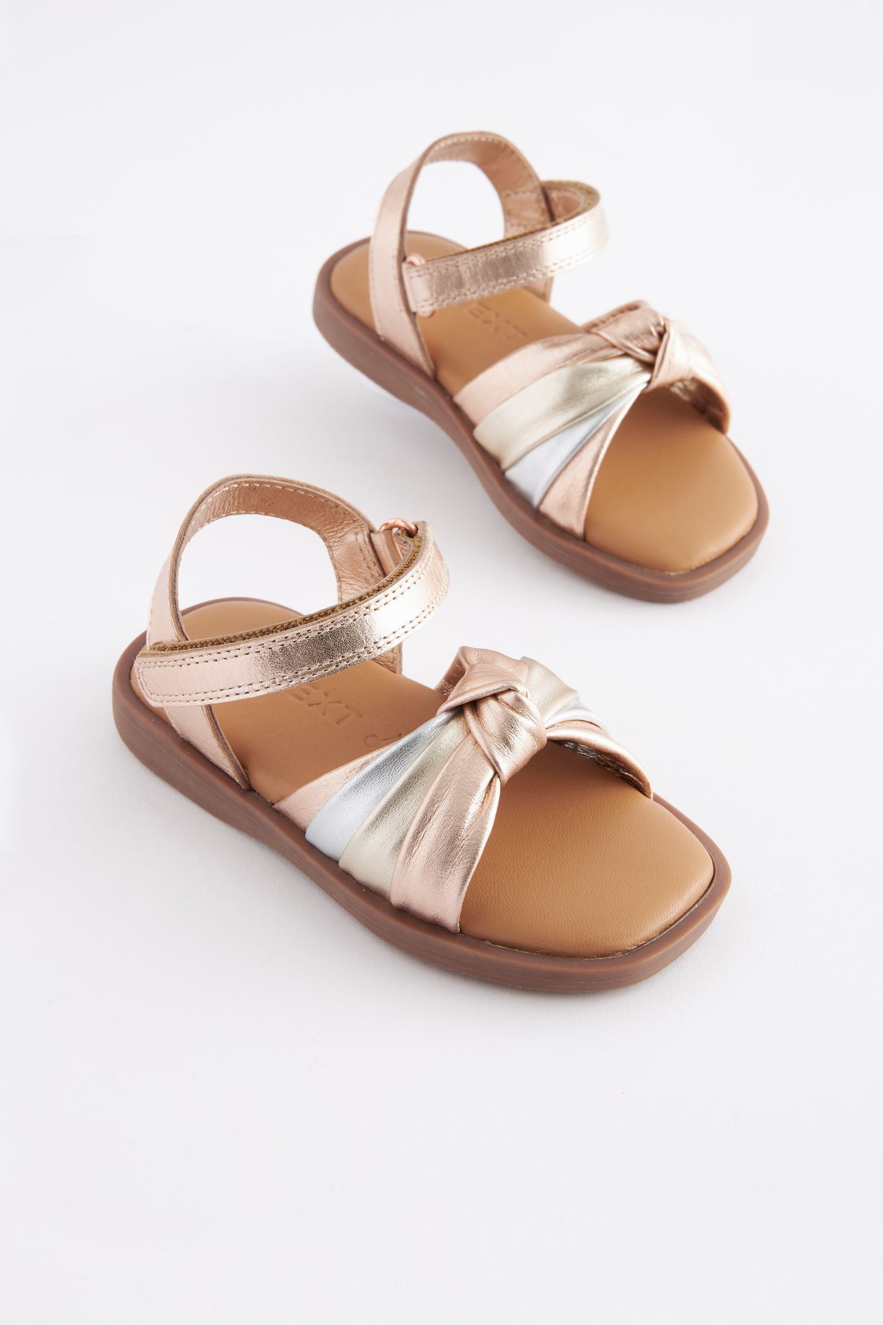 Rose Gold Leather Knot Sandals