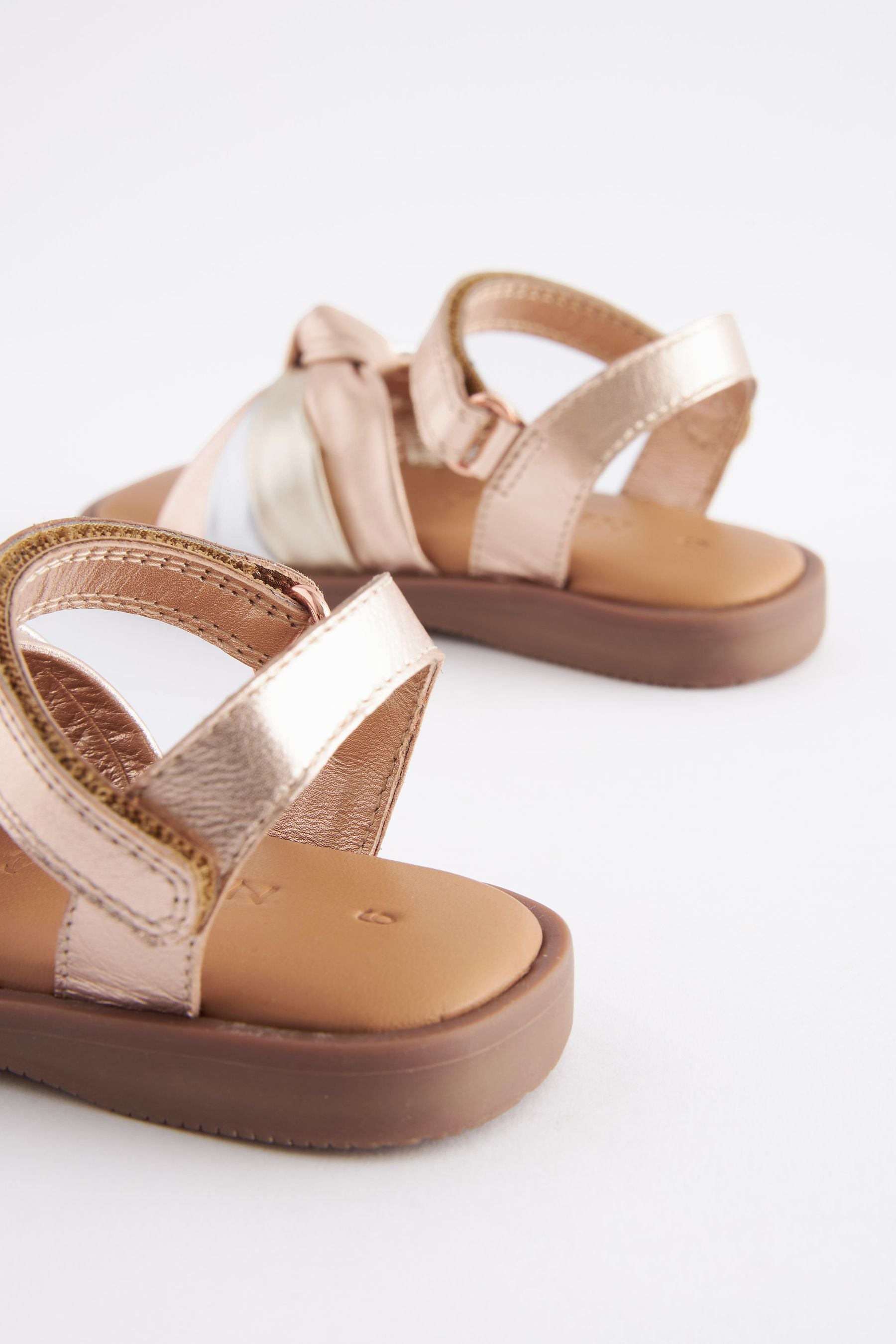 Rose Gold Leather Knot Sandals