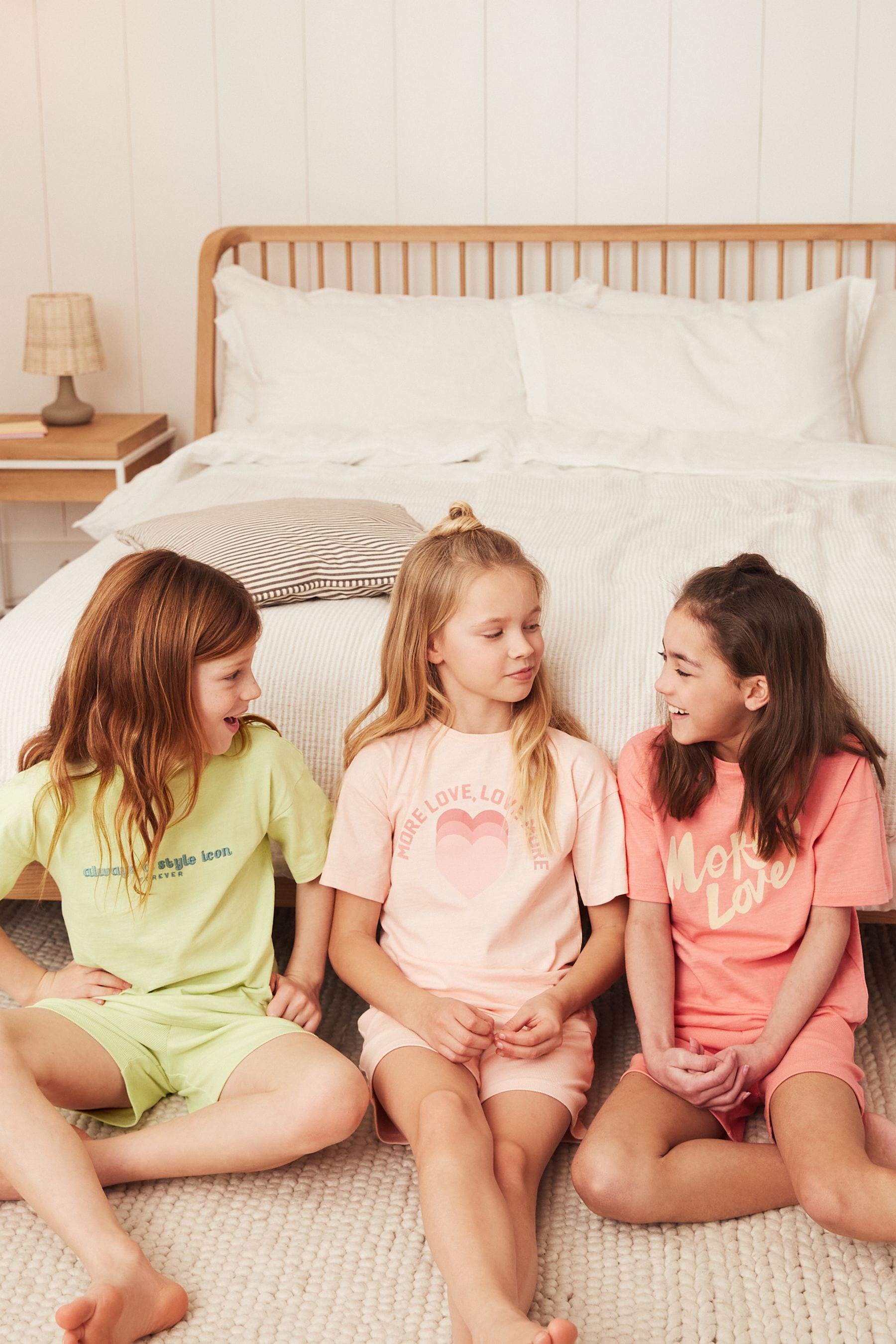 Orange/Pink/Green Slogan 3 Pack Short Pyjamas (3-16yrs)