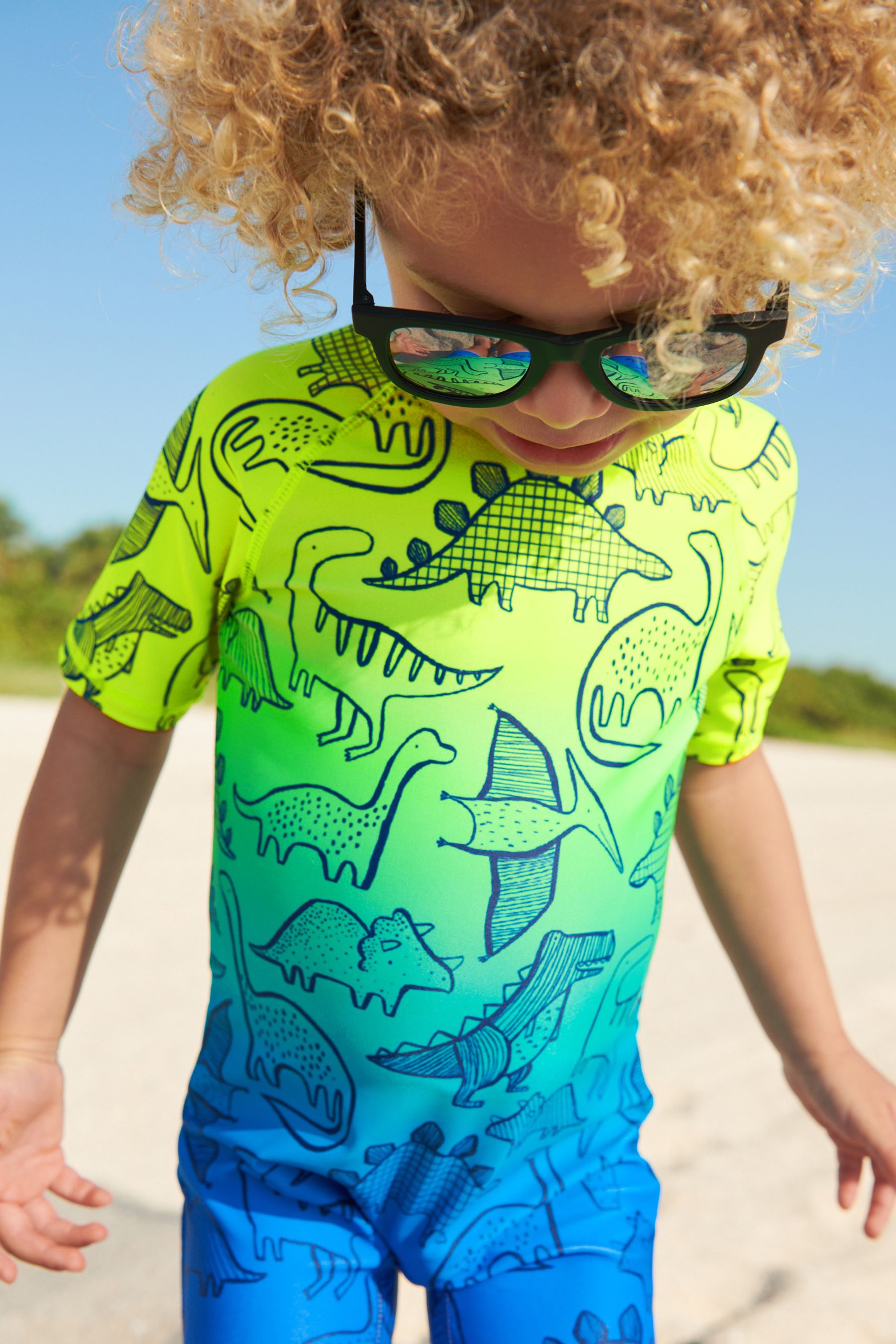 Dip Dye Dinosaur Sunsafe All-In-One Swimsuit (3mths-7yrs)