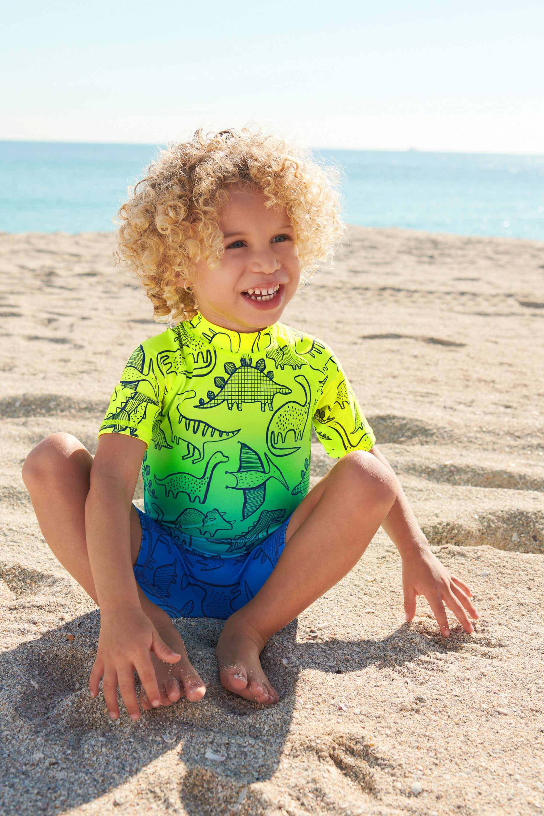 Dip Dye Dinosaur Sunsafe All-In-One Swimsuit (3mths-7yrs)