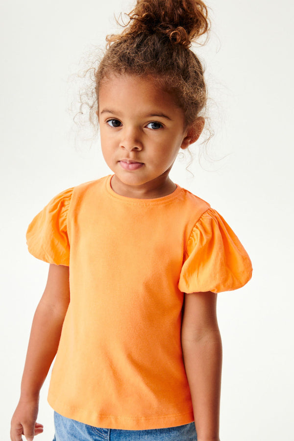 Orange Cotton Puff Sleeve T-Shirt (3mths-7yrs)